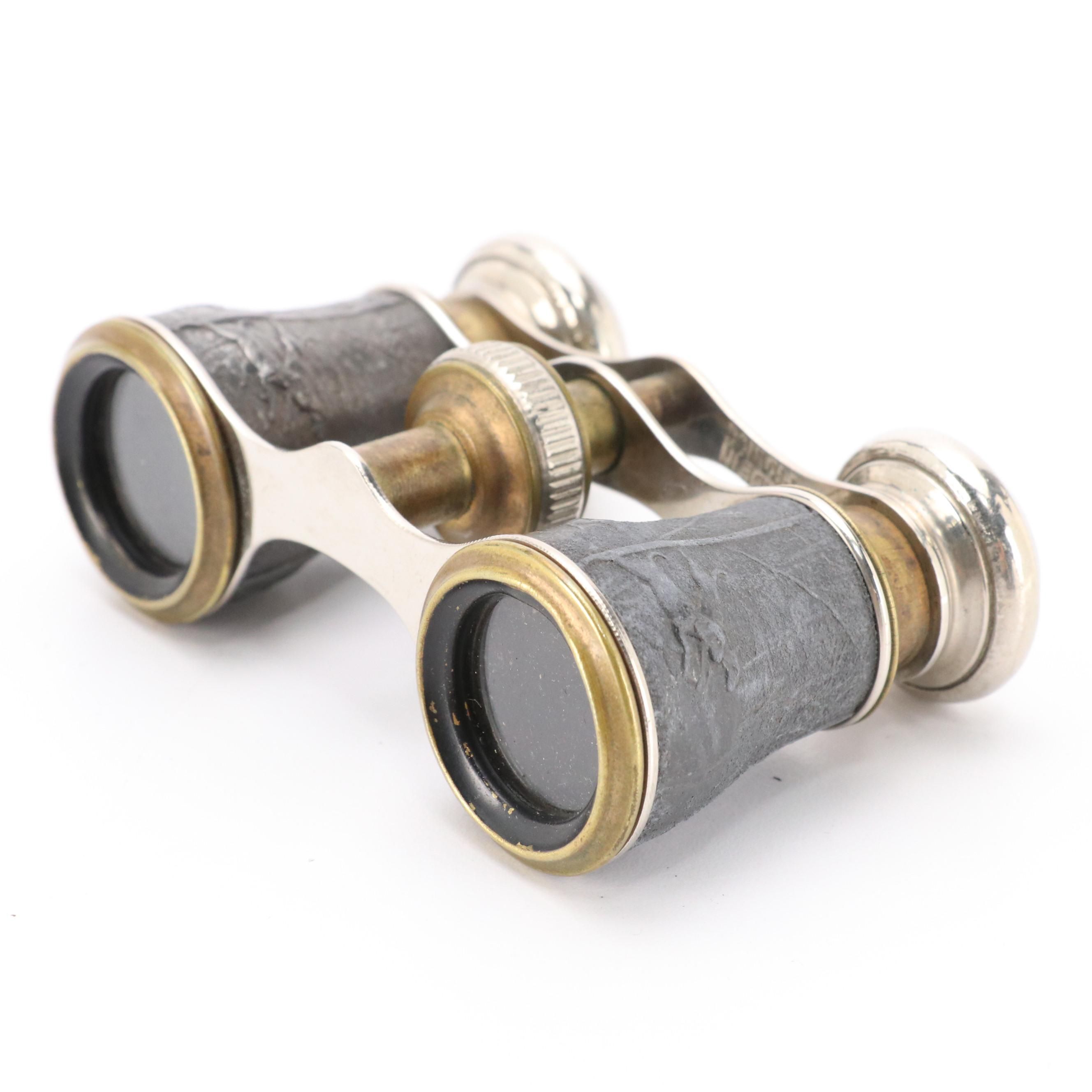 Chevalier Paris Hound & Deer Scene Embossed Opera Glasses/Hunting Binoculars