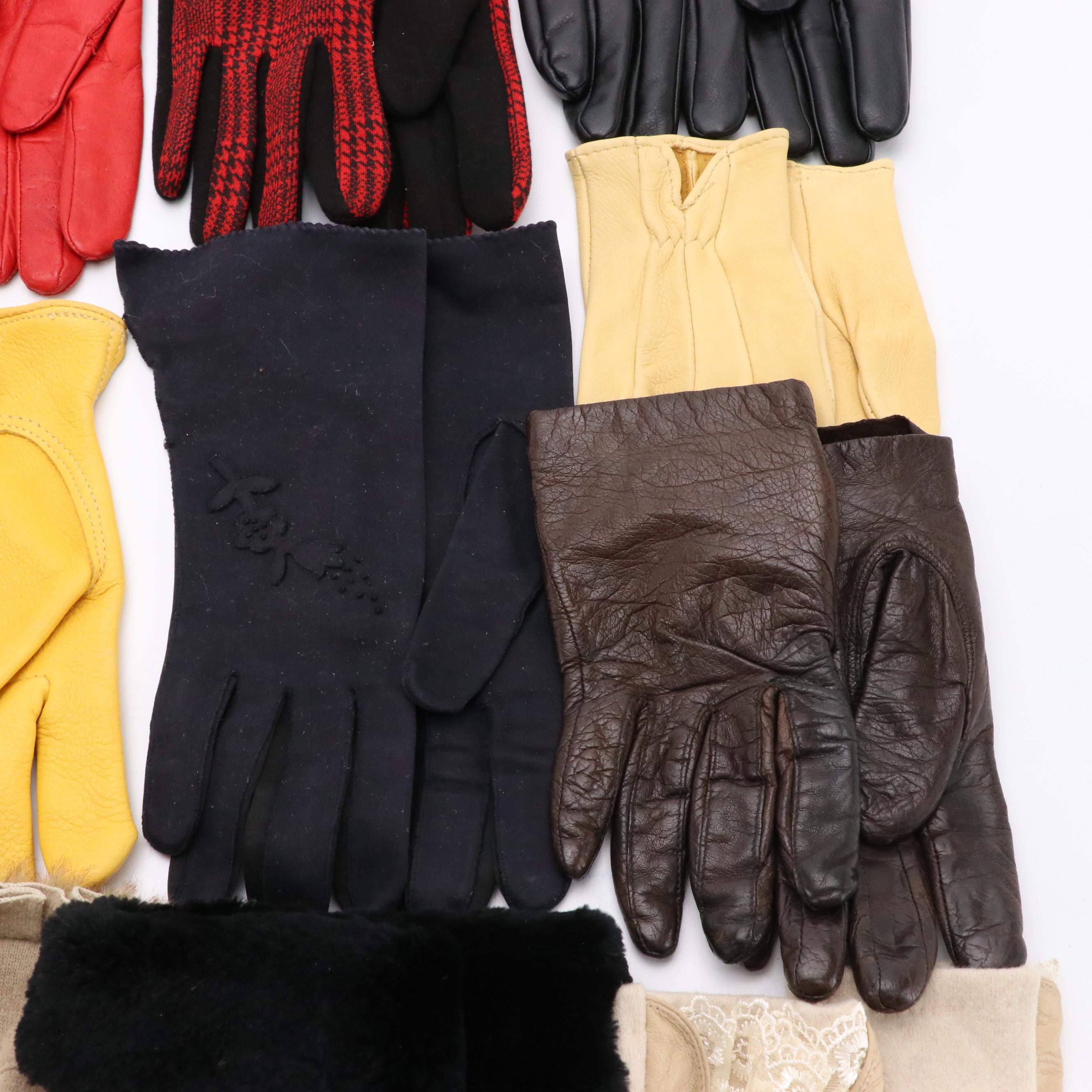 Leather and Cashmere Gloves with Shearling and Sheared Beaver Fur Trim, More