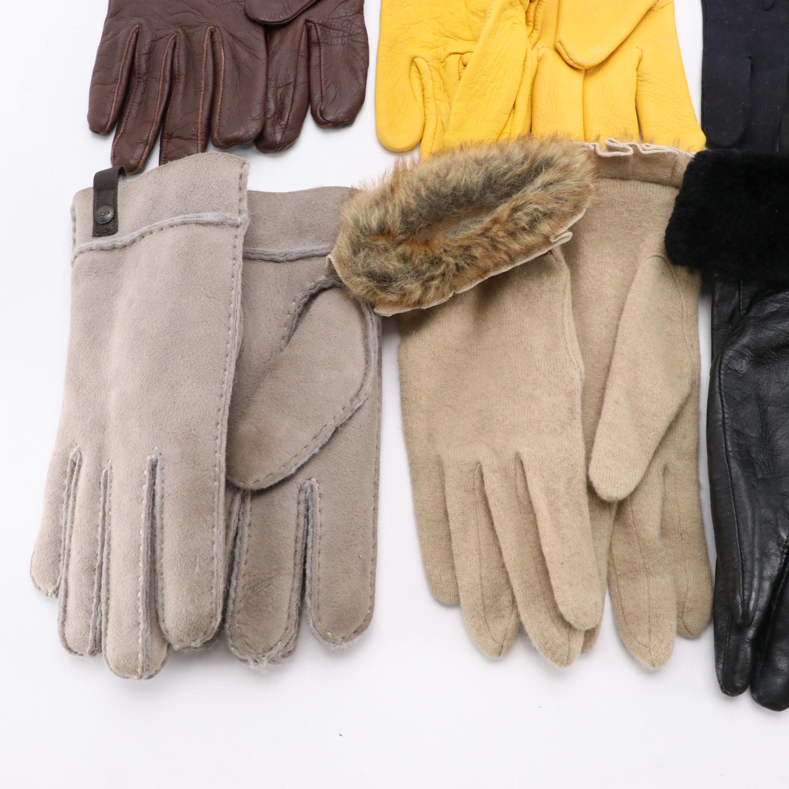 Leather and Cashmere Gloves with Shearling and Sheared Beaver Fur Trim, More