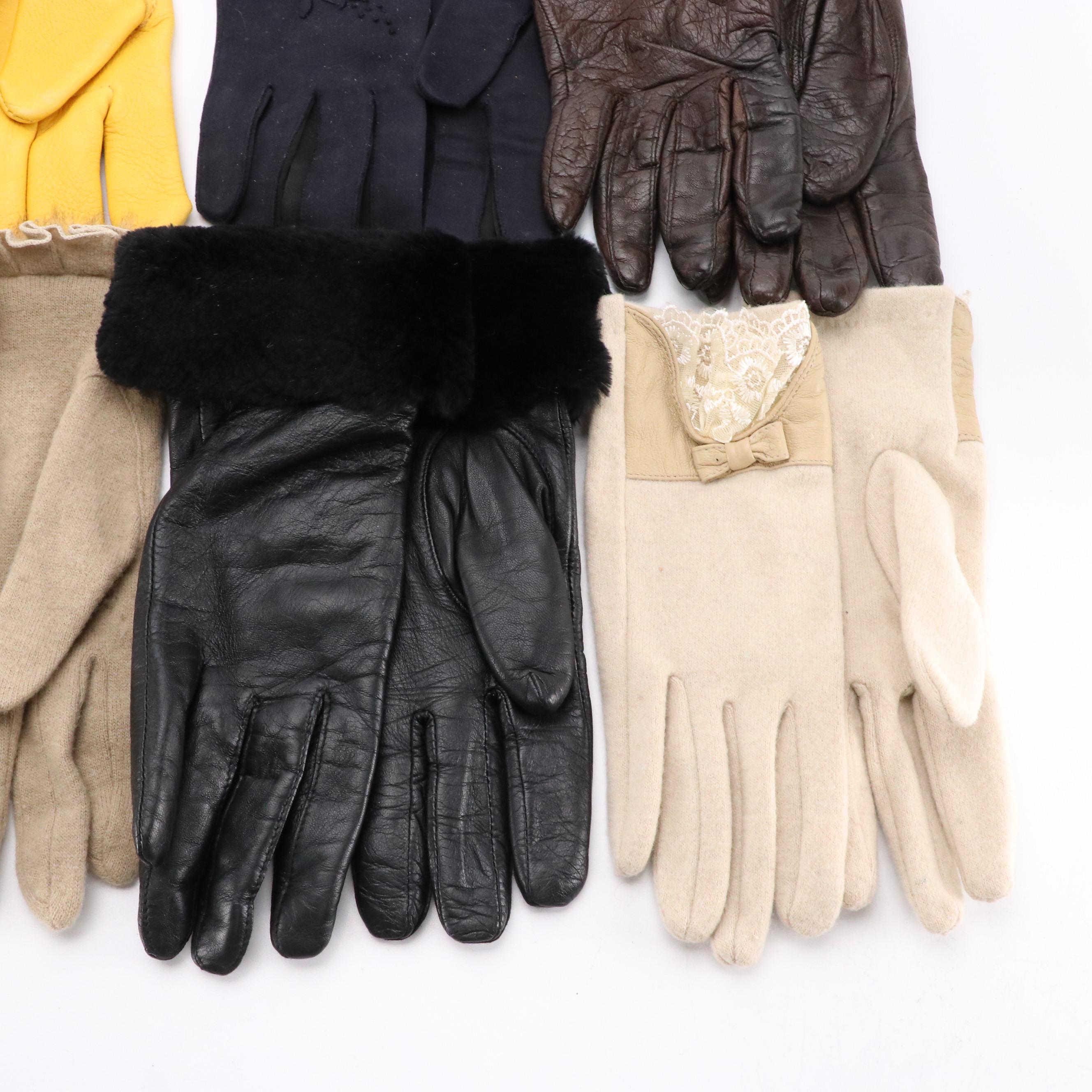 Leather and Cashmere Gloves with Shearling and Sheared Beaver Fur Trim, More