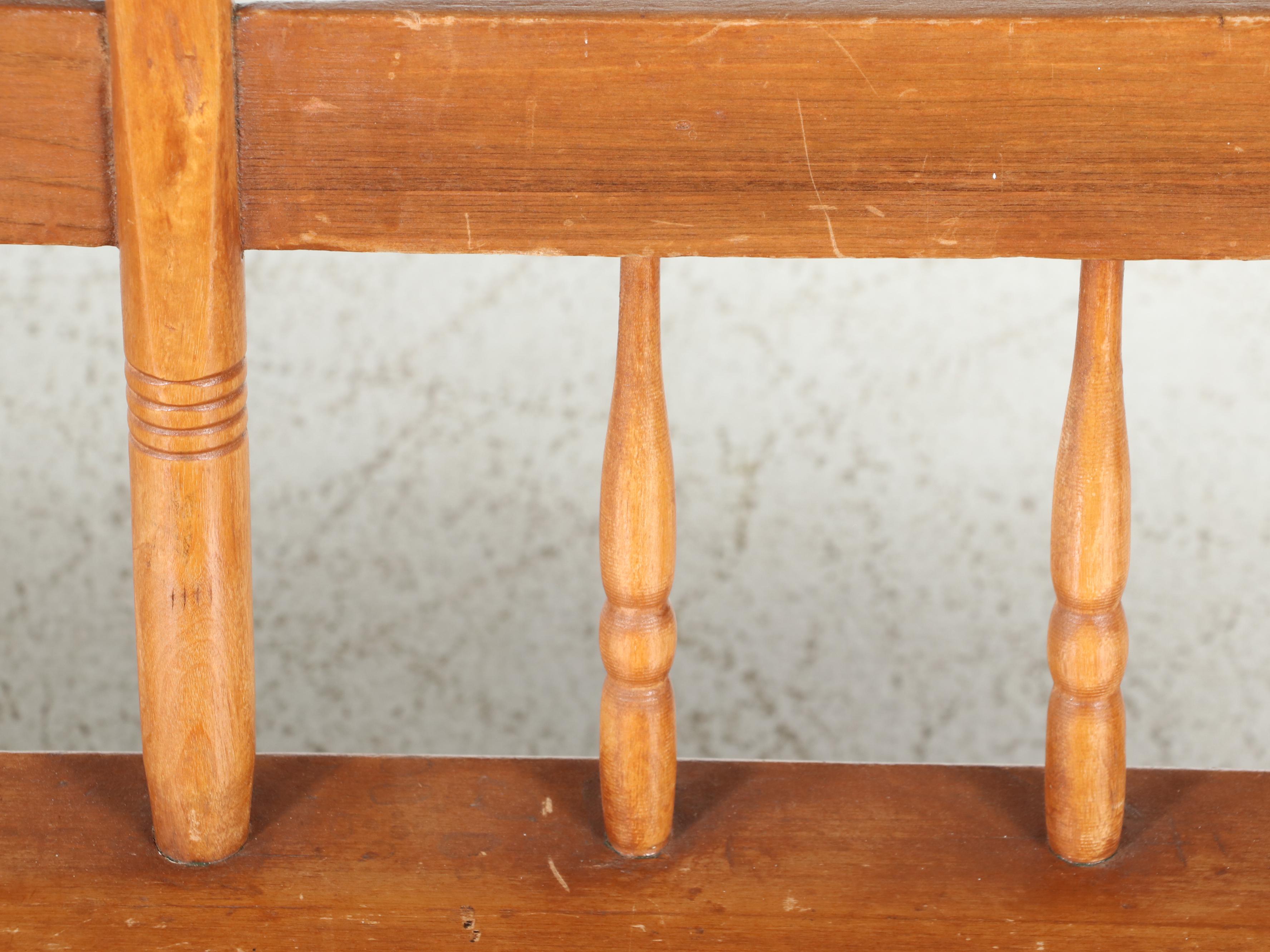 American Primitive Half Spindle-Back Deacon's Bench, 19th Century