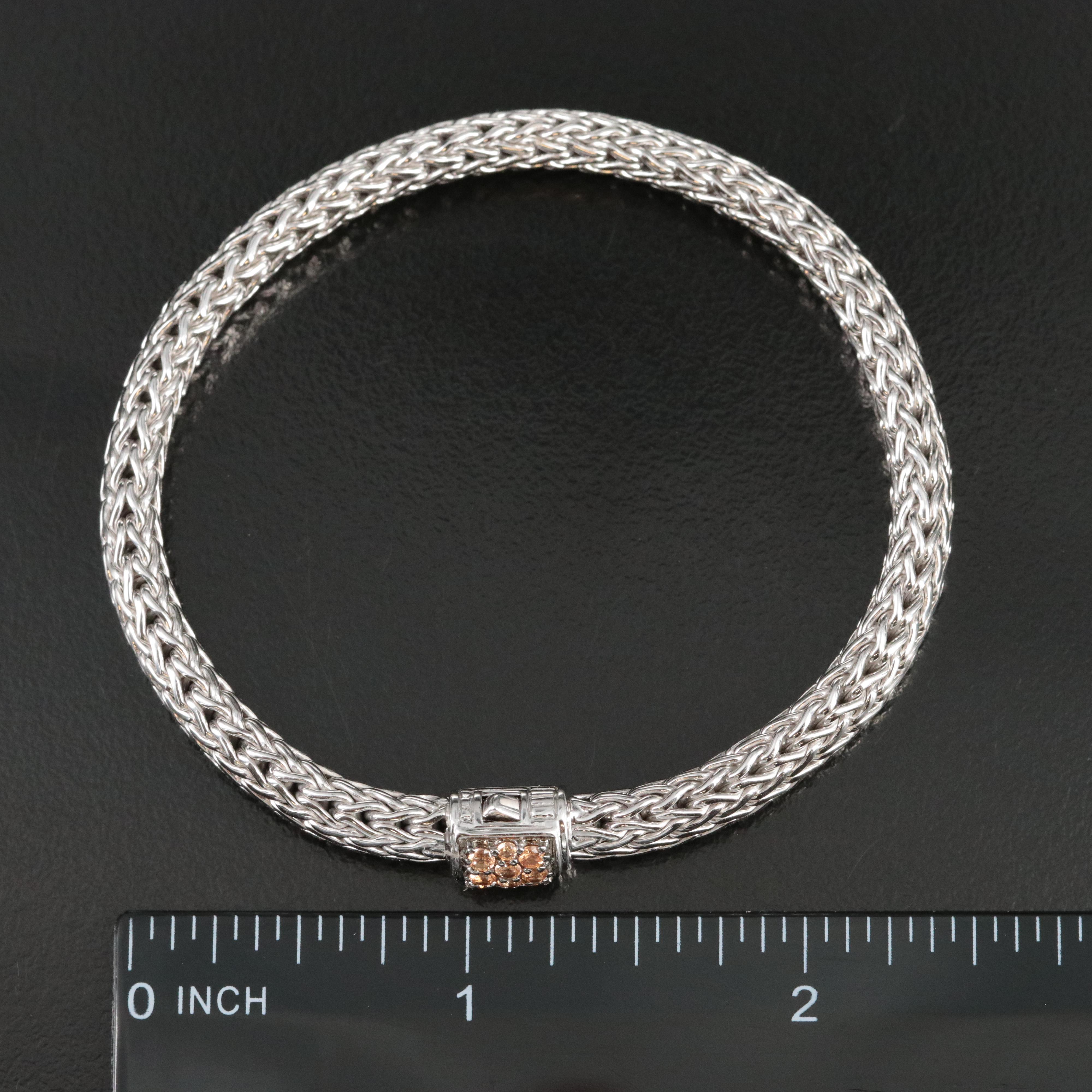 John Hardy Classic Chain Sterling Bracelet with Mandarin Garnet Clasp