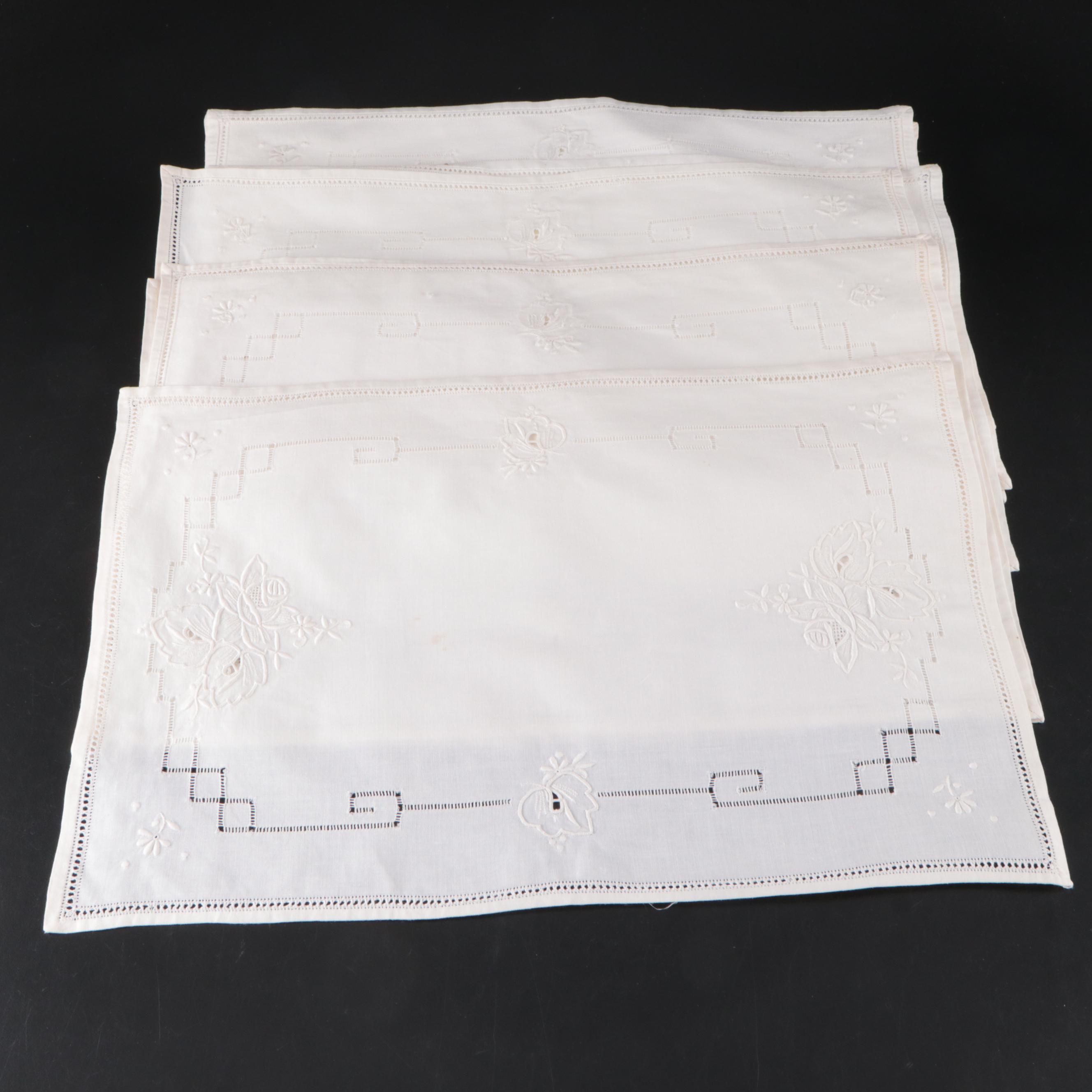 Cutwork and Machine Embroidery Linen Napkins, Tablecloths, and More Linens