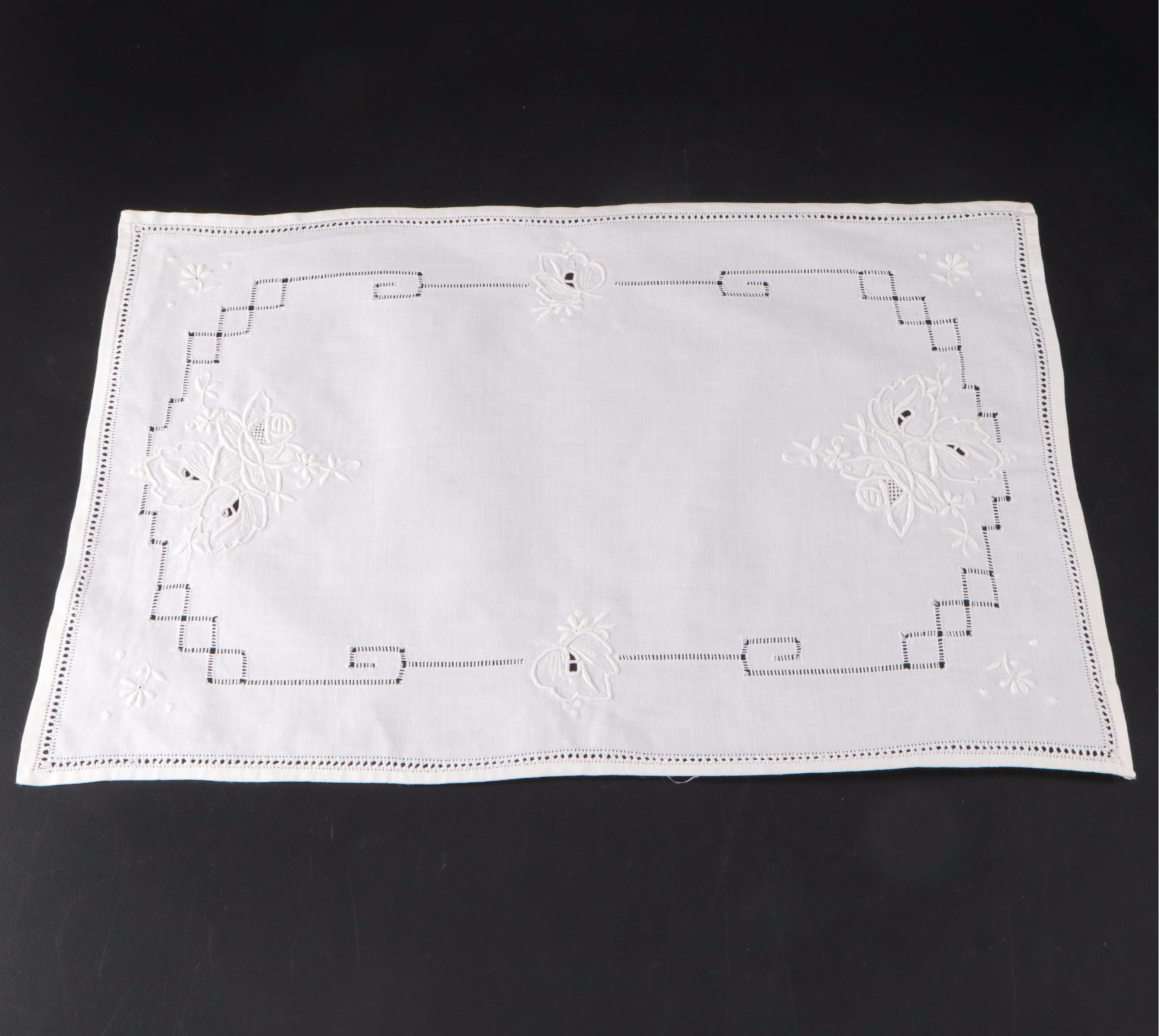 Cutwork and Machine Embroidery Linen Napkins, Tablecloths, and More Linens