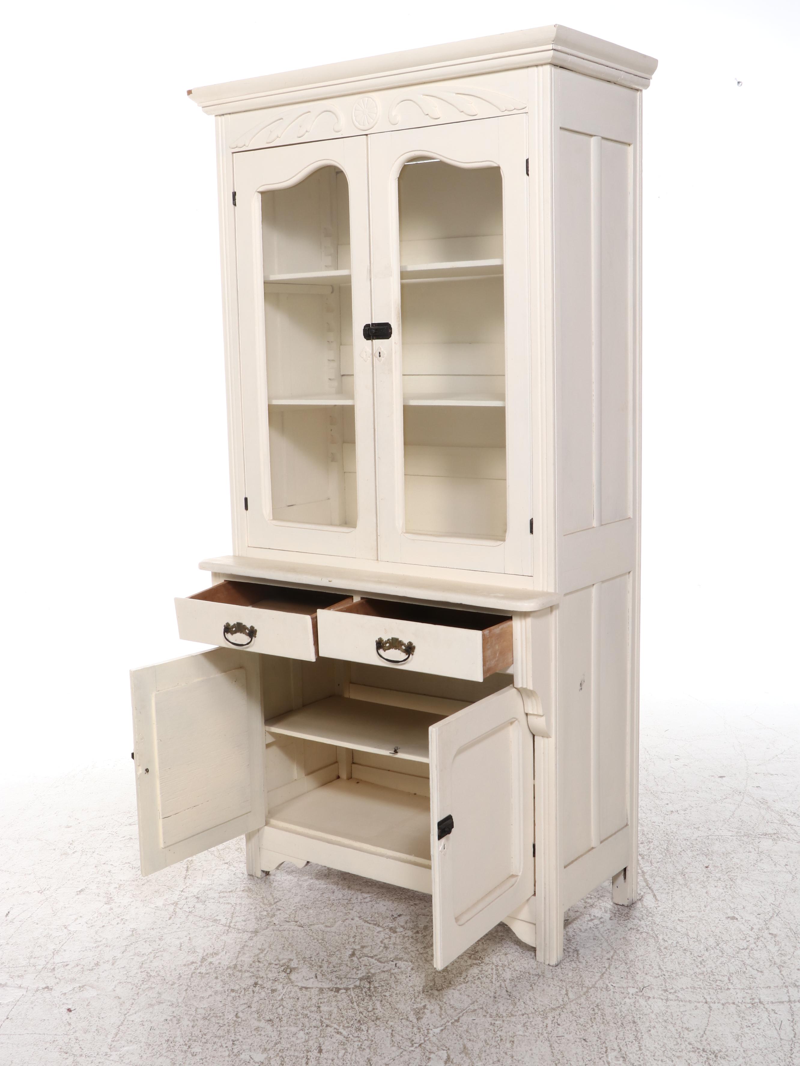 Late Victorian White-Painted Display Cabinet, circa 1900