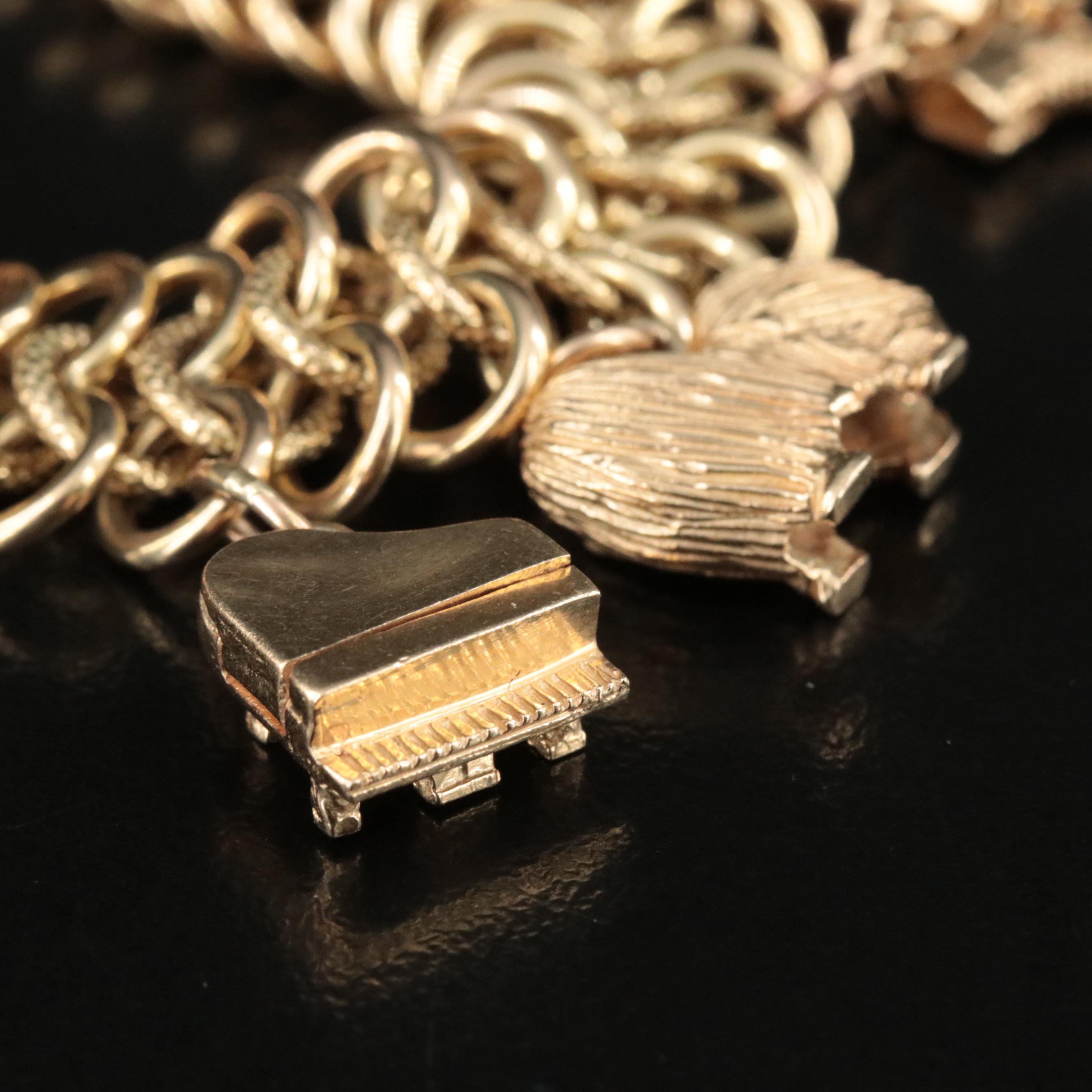 14K Infinity Link Charm Bracelet Featuring Travel and Horoscope