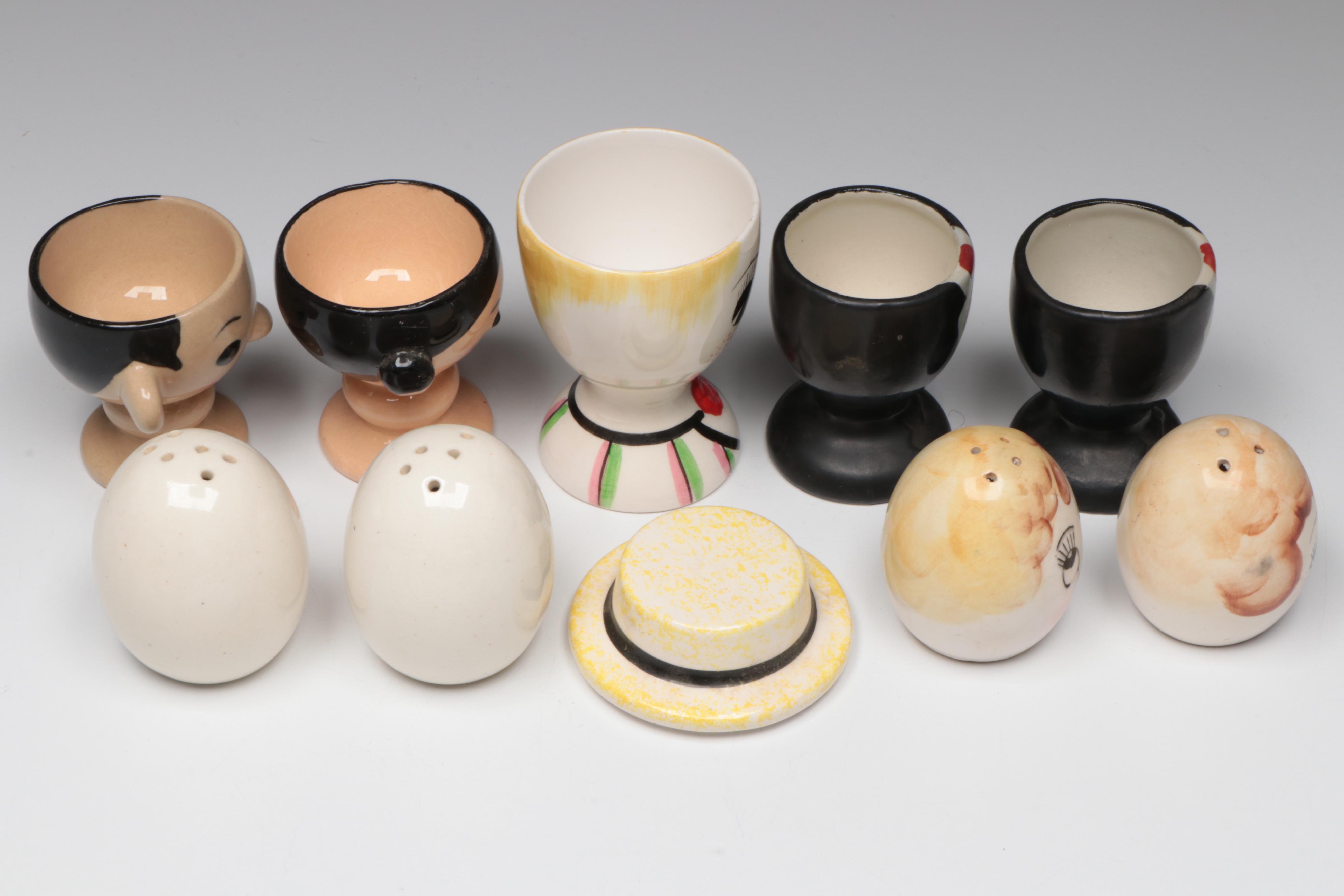 Lego Ceramic Novelty Ashtray with Other Egg-Shaped Salt and Pepper Sets