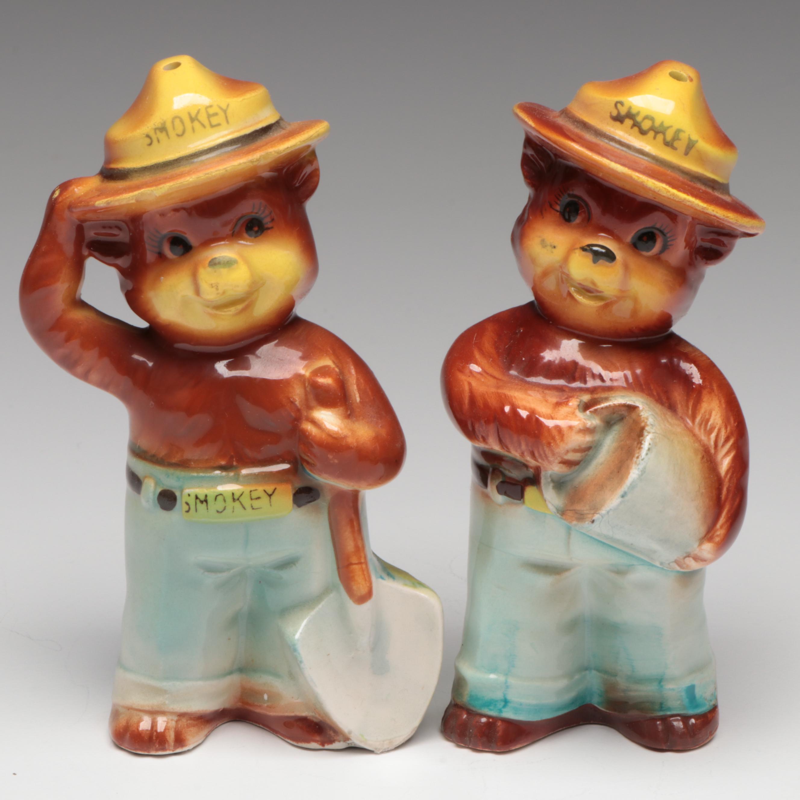 Japanese "Smokey the Bear" Porcelain Shaker Sets, Mid-20th C.