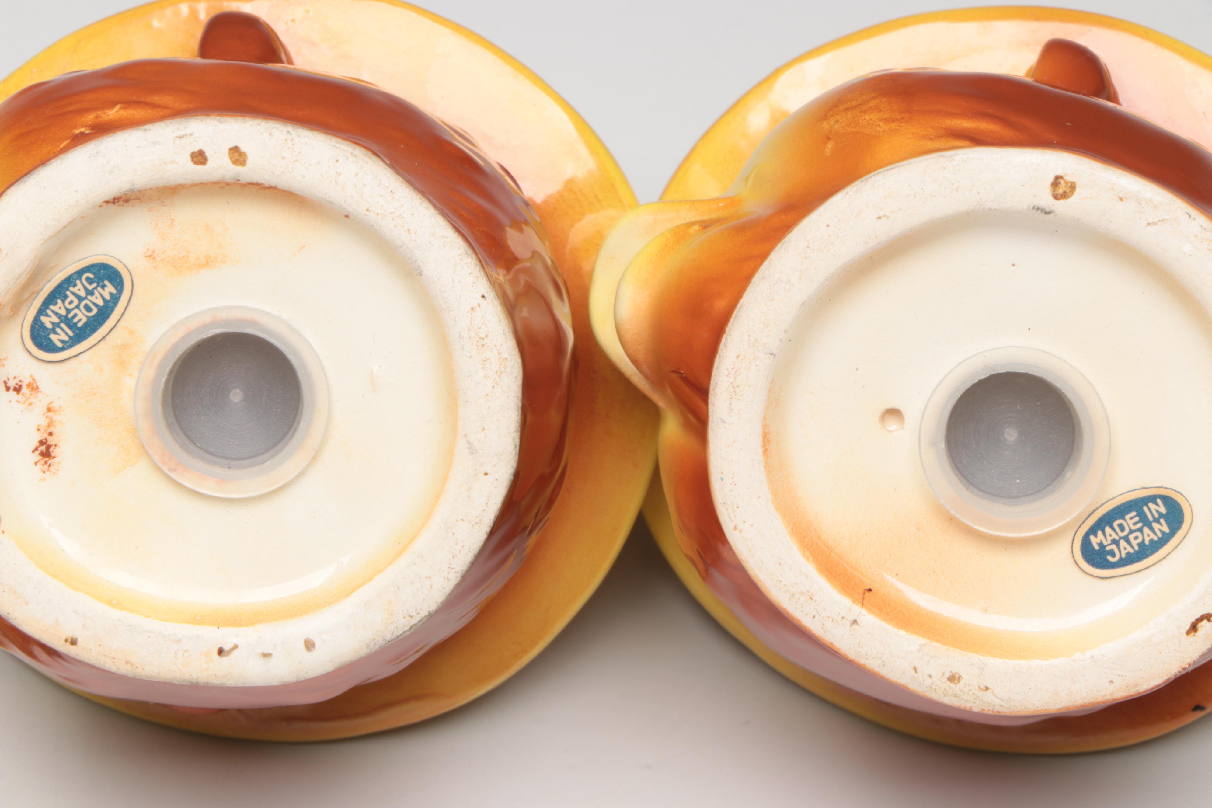 Japanese "Smokey the Bear" Porcelain Shaker Sets, Mid-20th C.