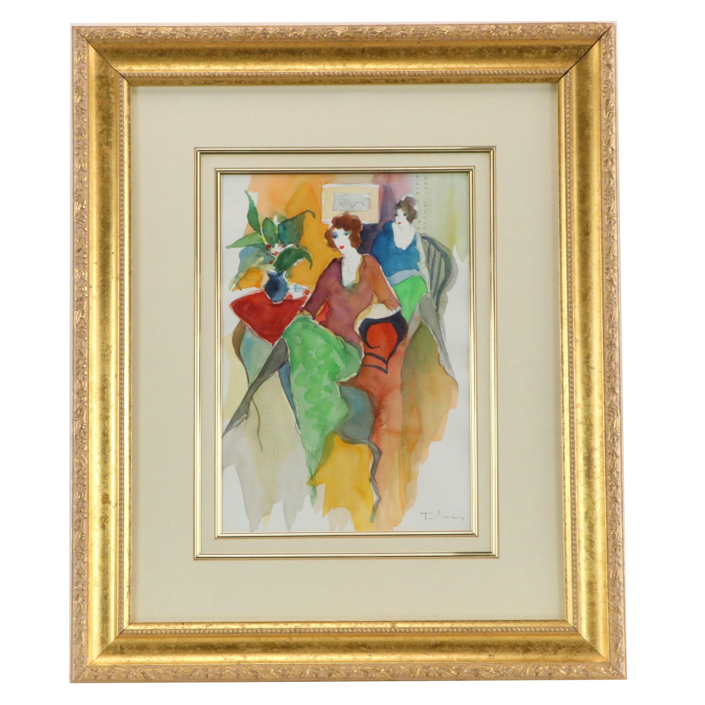 Itzchak Tarkay Hand-Colored Lithograph, 21st Century