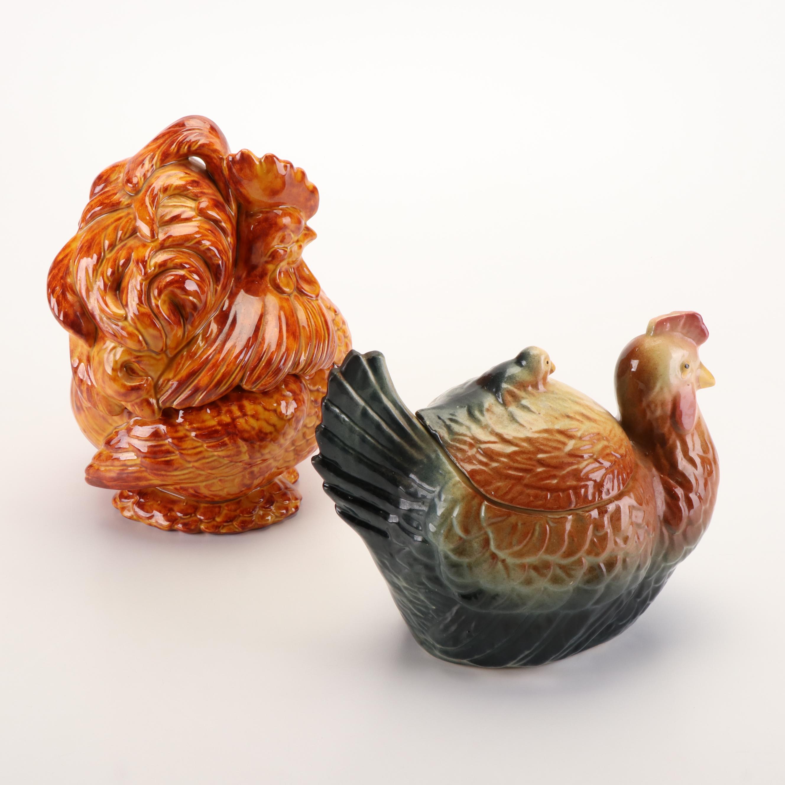 Fapco Hen & Chick Cookie Jar with Other Glazed Ceramic Chicken Cookie Jar