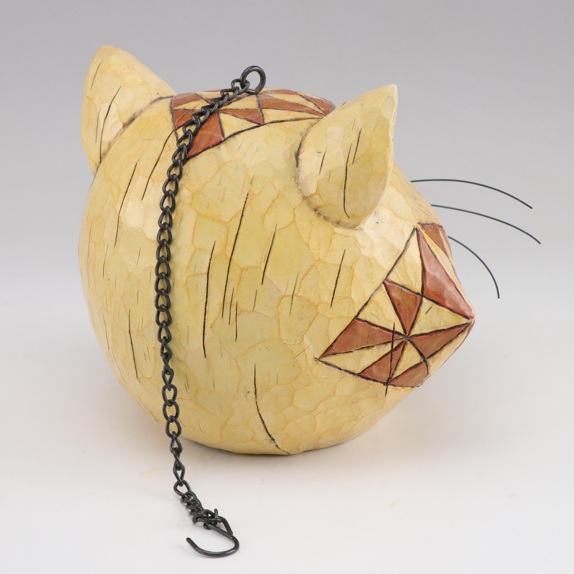 Jim Shore Rabbit Garden Statue with Cat Birdhouse