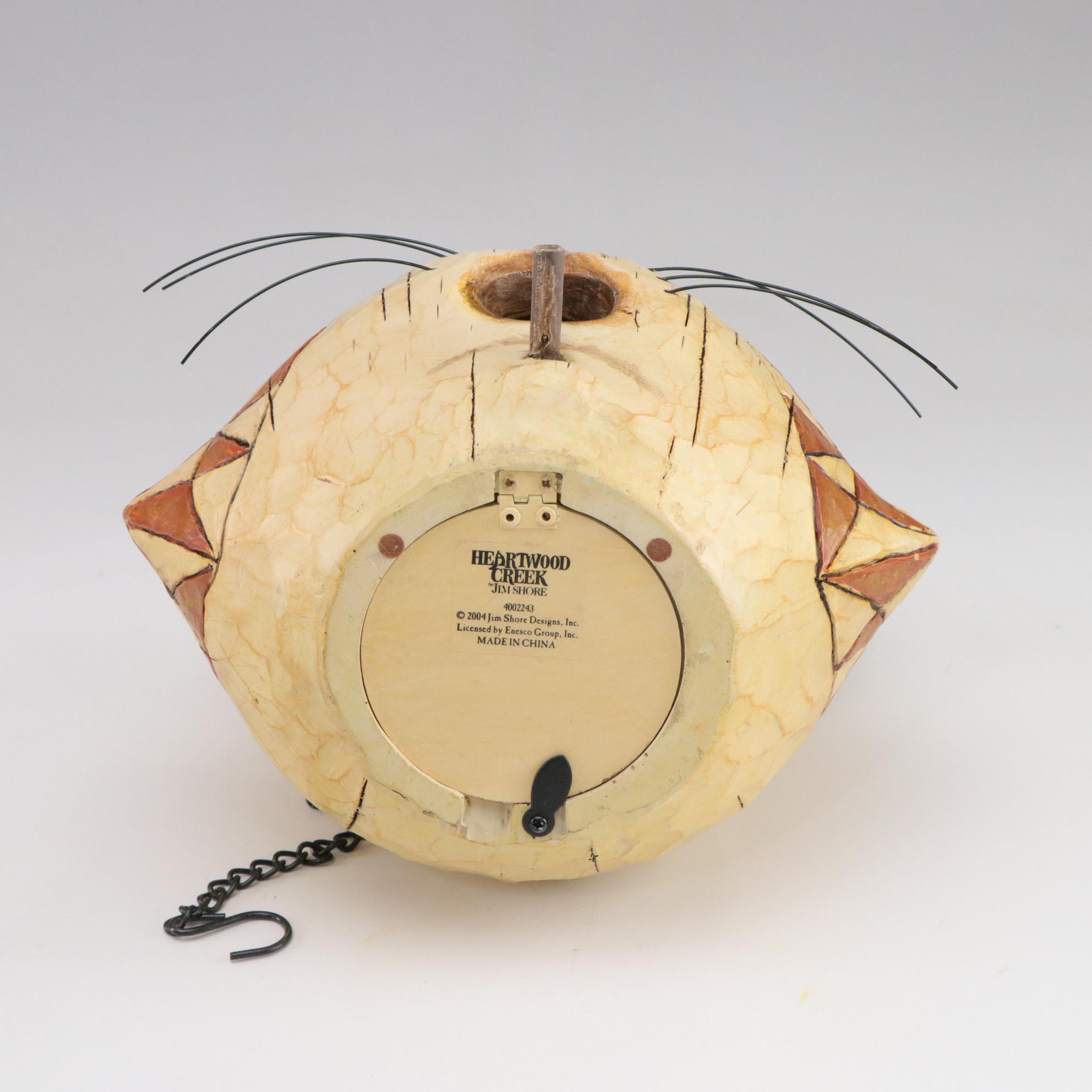 Jim Shore Rabbit Garden Statue with Cat Birdhouse