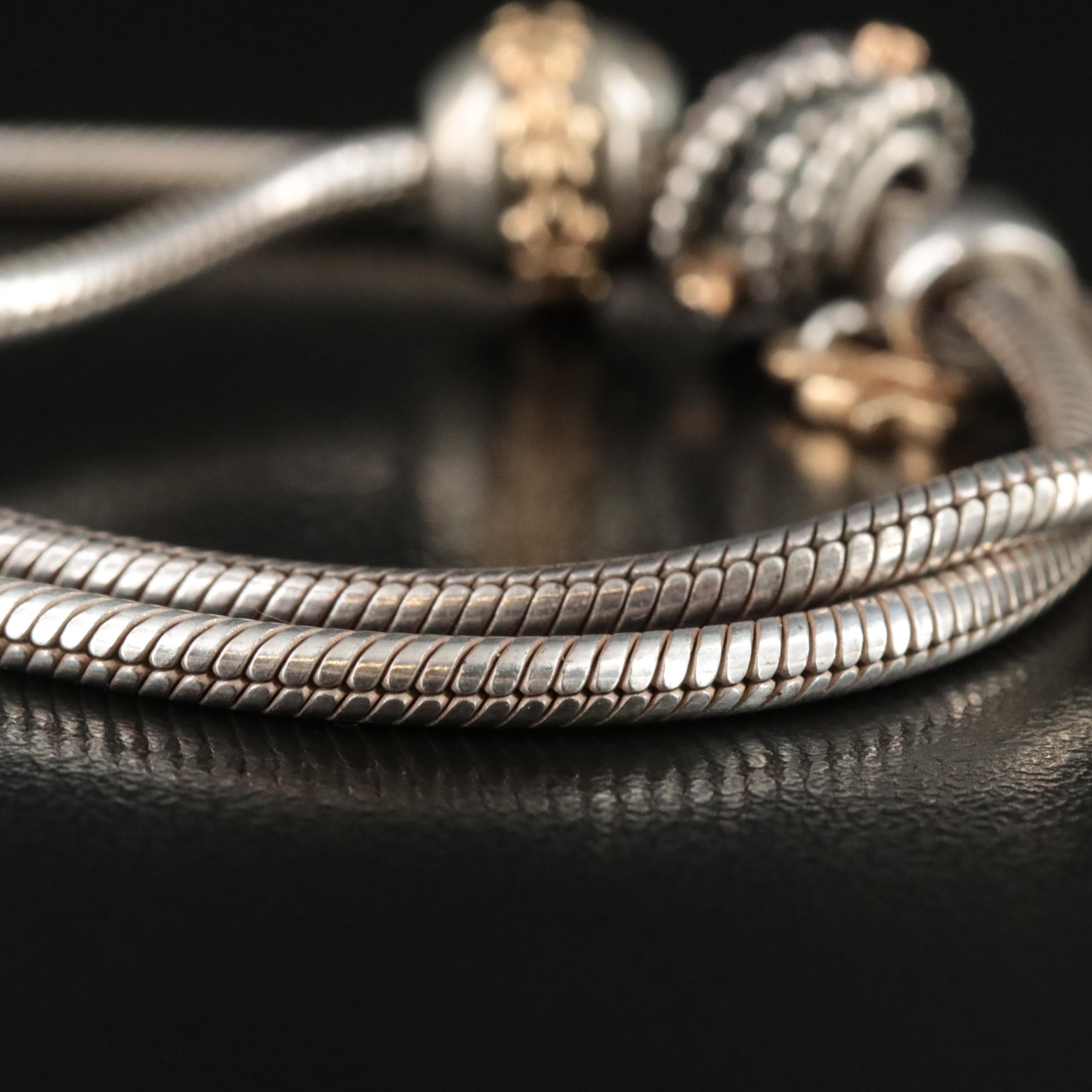 Pandora Sterling Necklace with 14K Accents and Diamonds