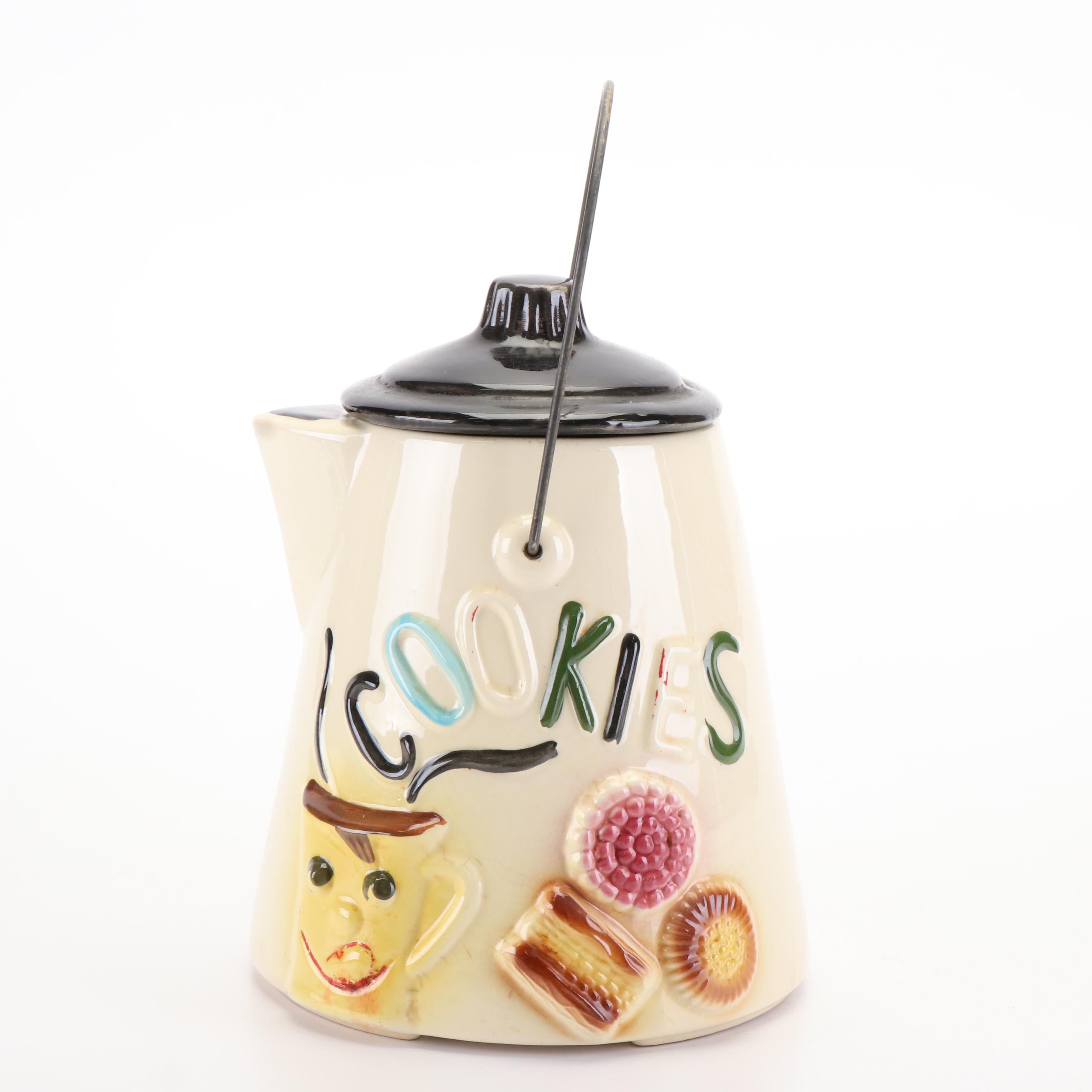 McCoy Bicentennial Drip Glaze Milk Can Cookie Jar and Teapot Cookie Jar