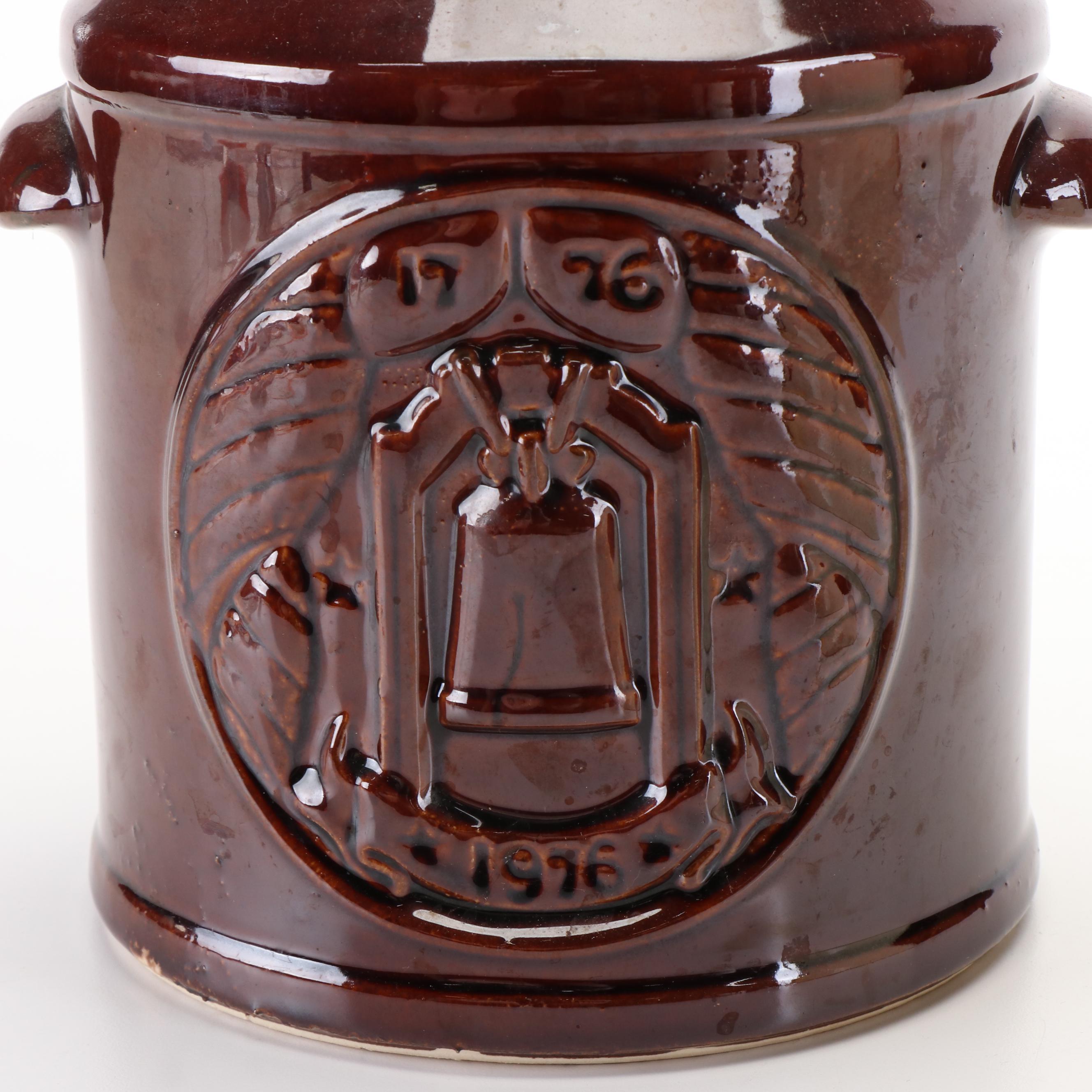 McCoy Bicentennial Drip Glaze Milk Can Cookie Jar and Teapot Cookie Jar