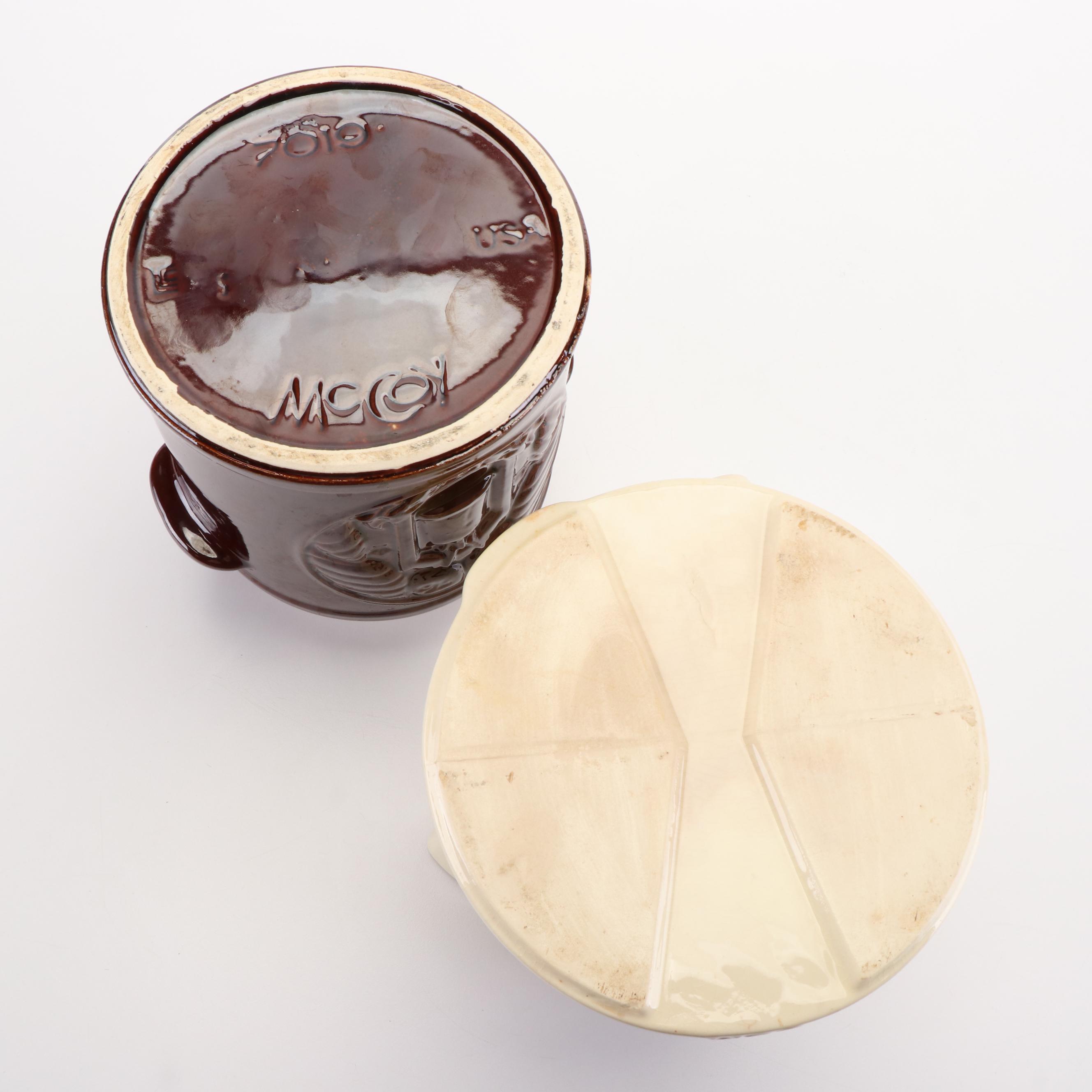 McCoy Bicentennial Drip Glaze Milk Can Cookie Jar and Teapot Cookie Jar