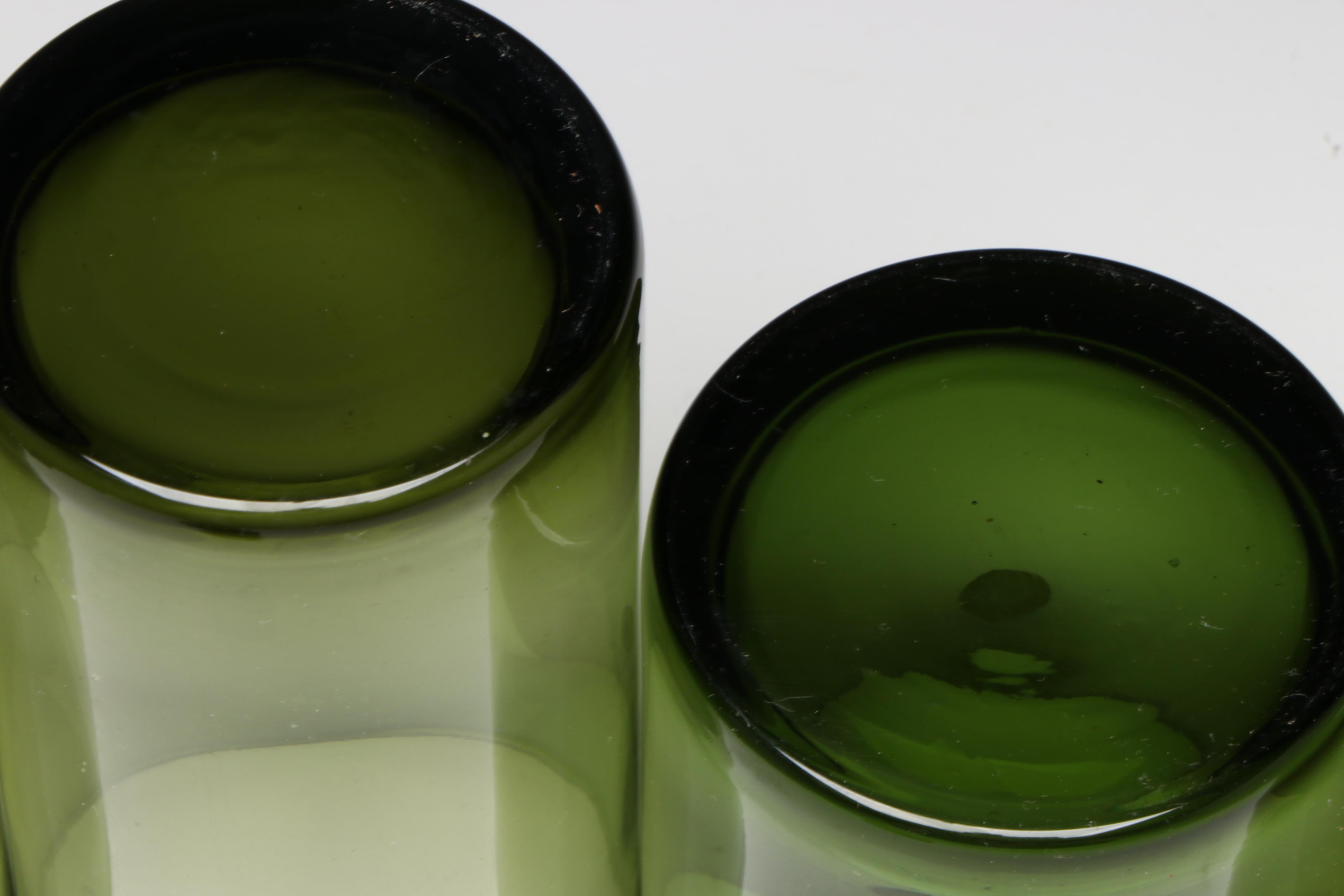 Sasaki "Coronation Dark Green" Glass Old Fashioned Glasses and Tumblers