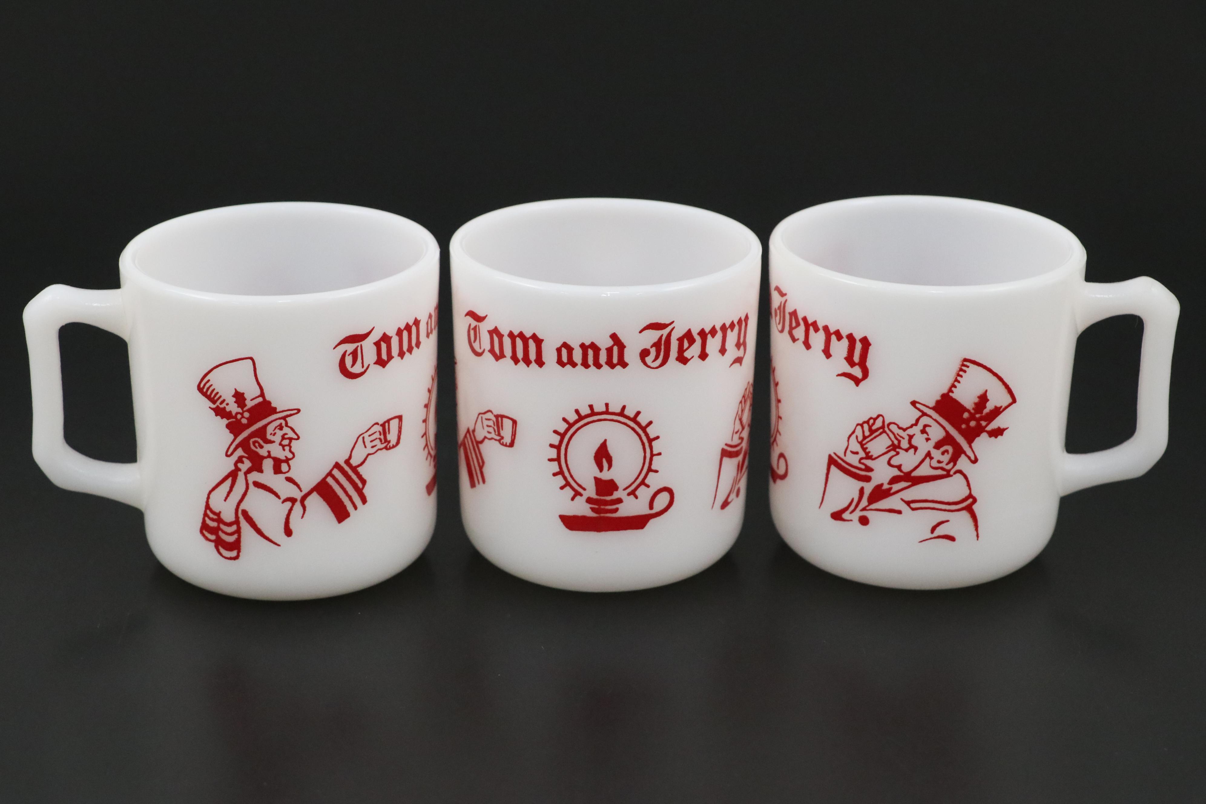 Hazel Atlas Milk Glass Tom & Jerry Punch Set, Mid to Late 20th Century