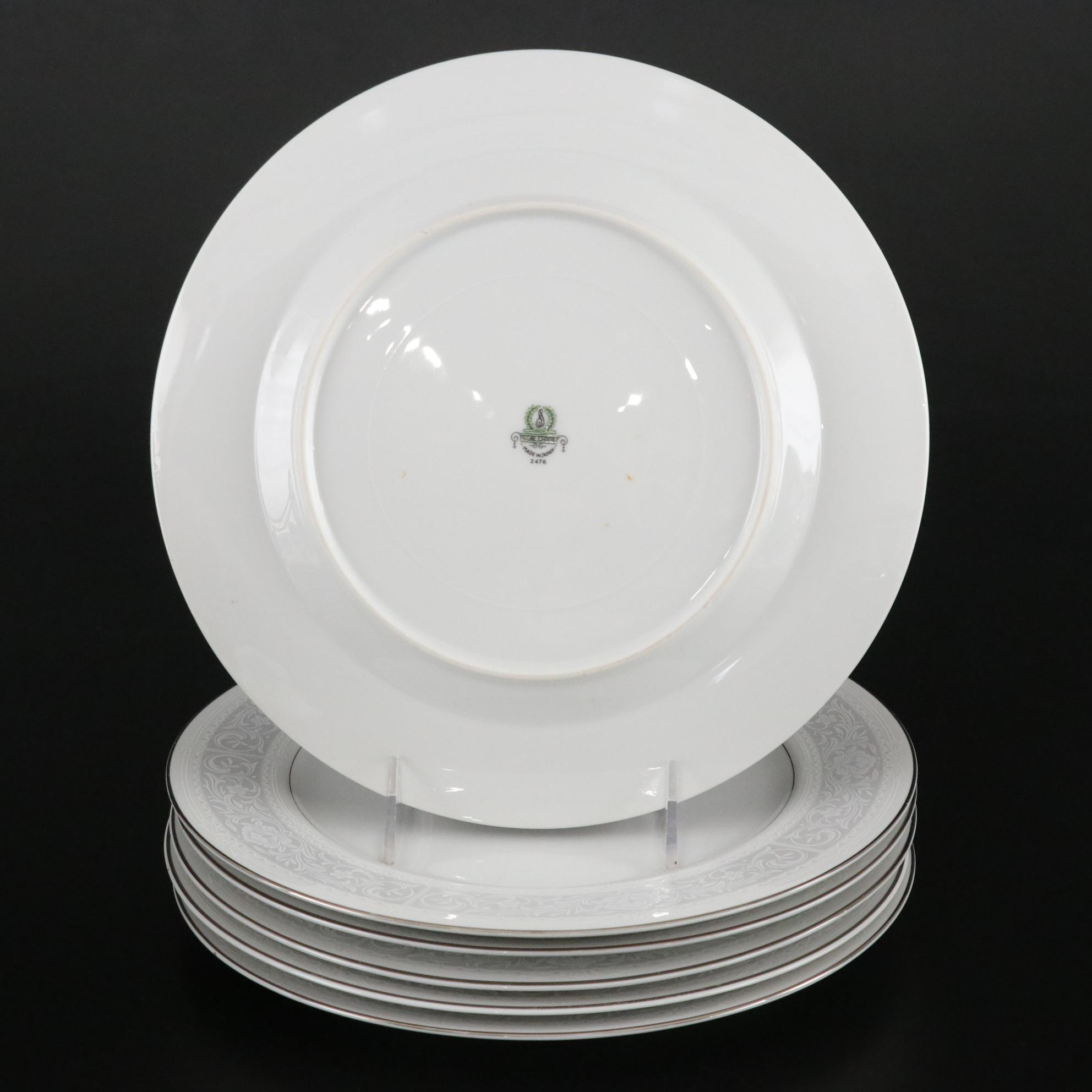 Sone China "Stream" Porcelain Silver Trim Dinnerware Set