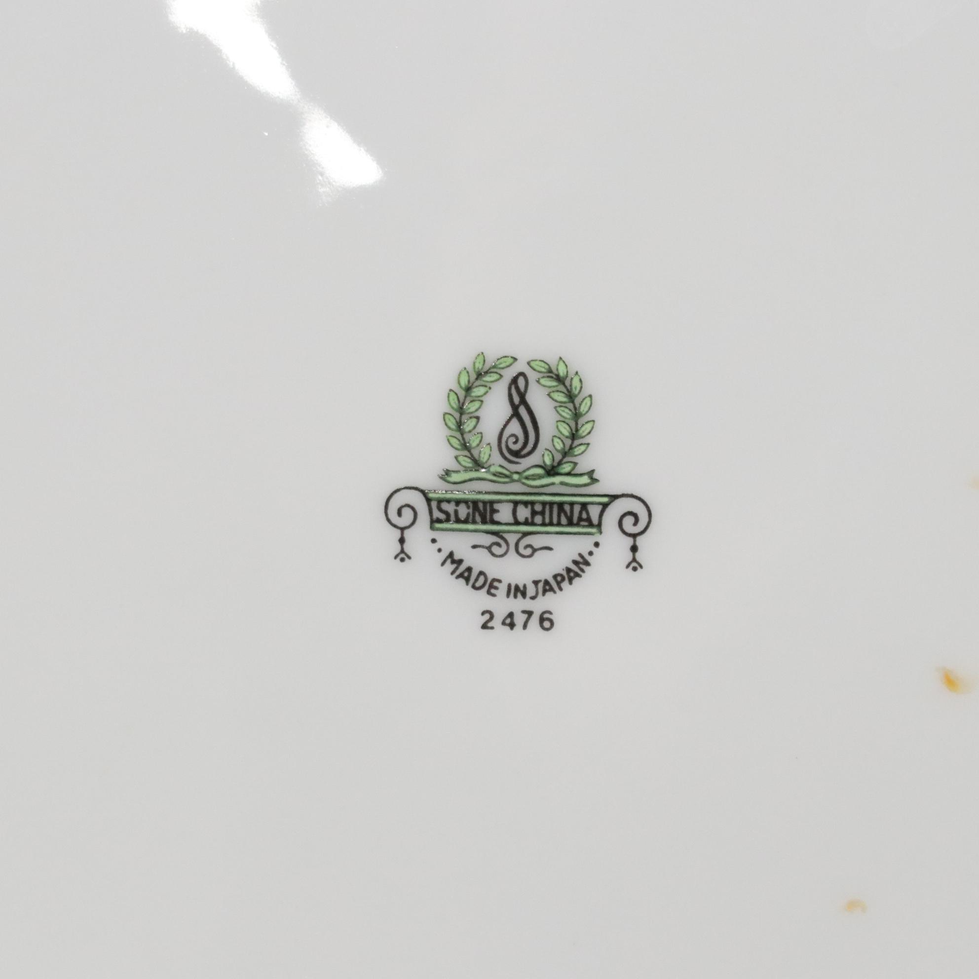 Sone China "Stream" Porcelain Silver Trim Dinnerware Set