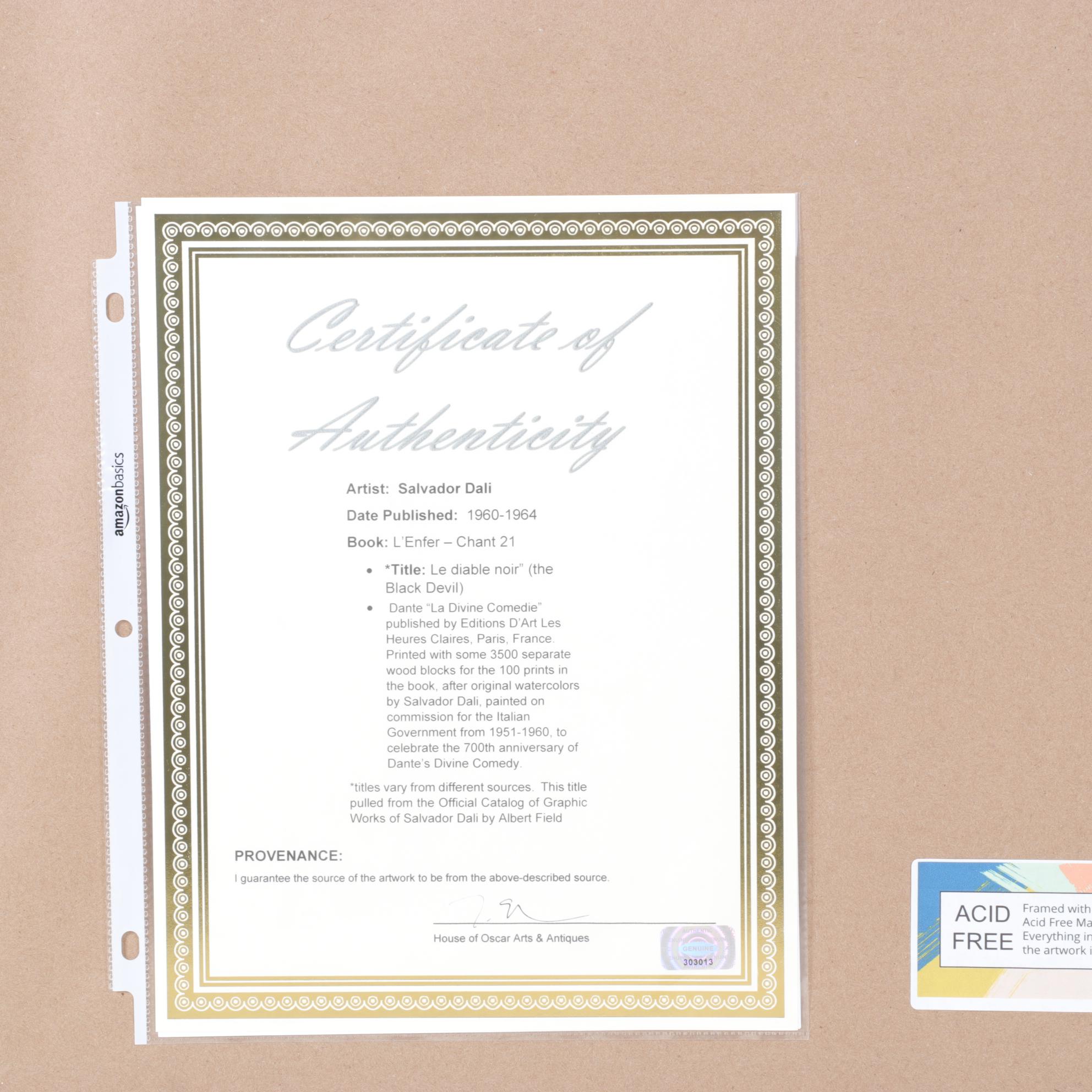 Salvador Dalí Wood Engraving "Devins et Sorciers"