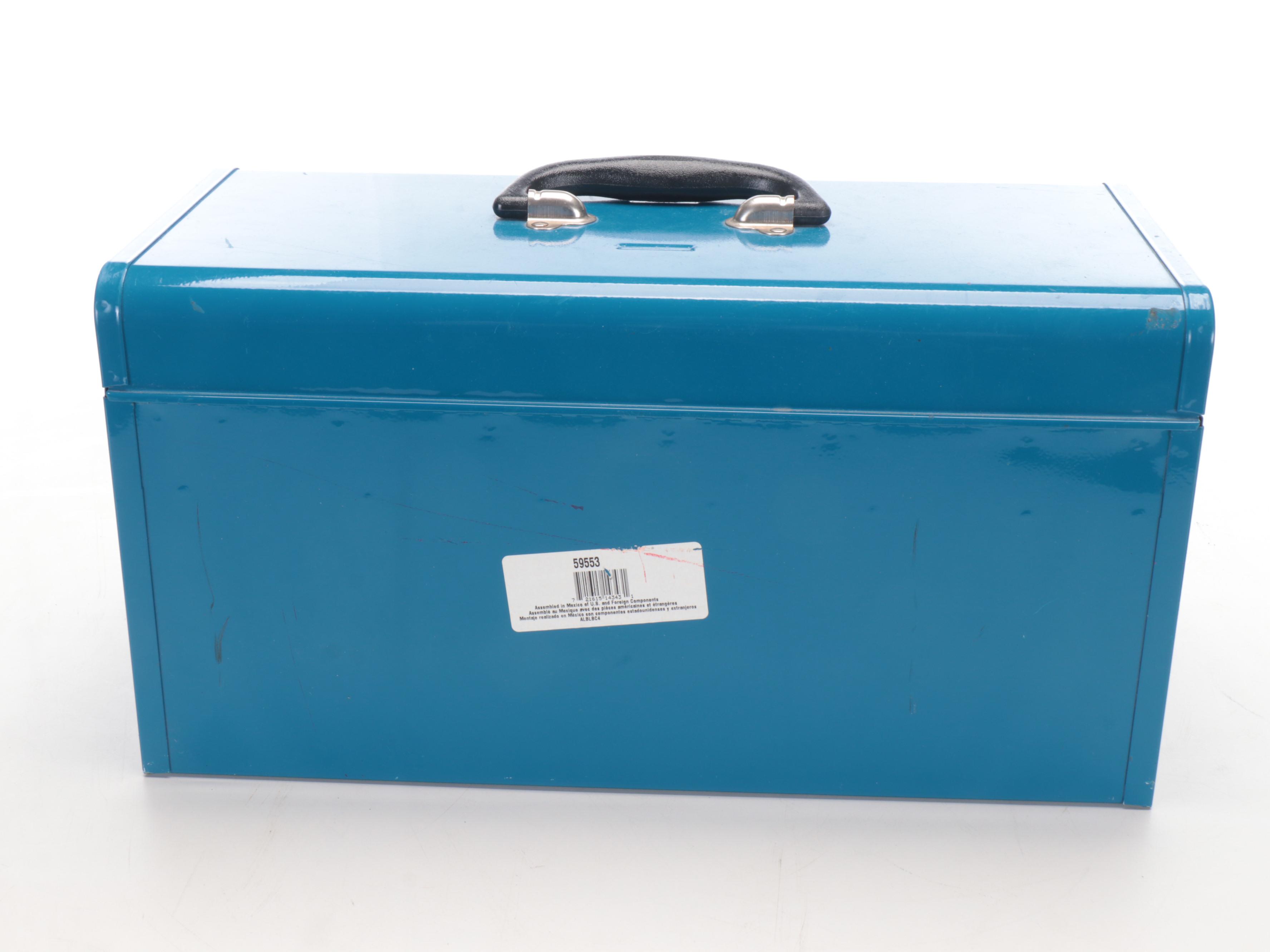 Husky and Companion Metal Tool Boxes with Socket Wrench Set, Assorted Hand Tools