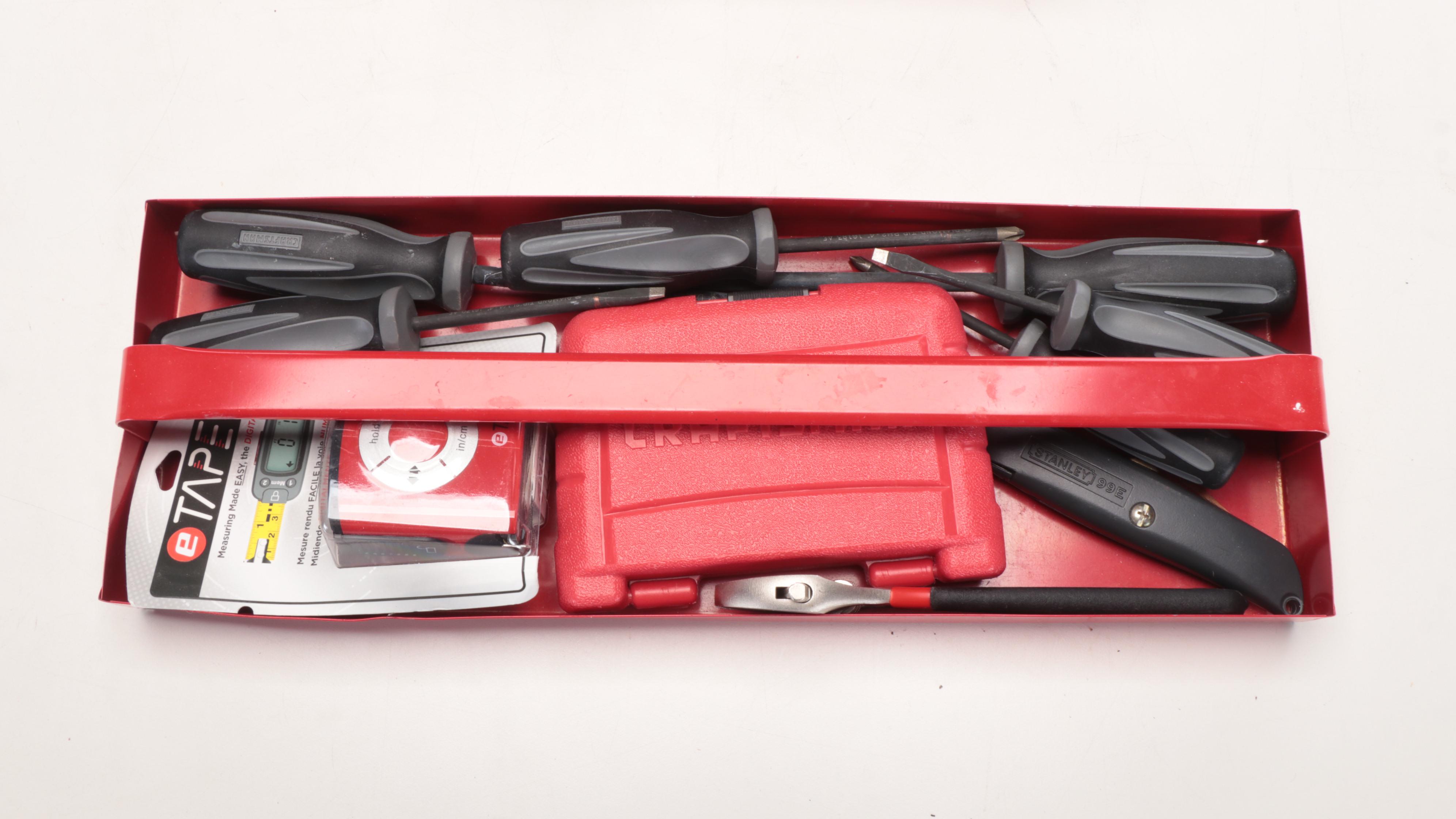 Husky and Companion Metal Tool Boxes with Socket Wrench Set, Assorted Hand Tools