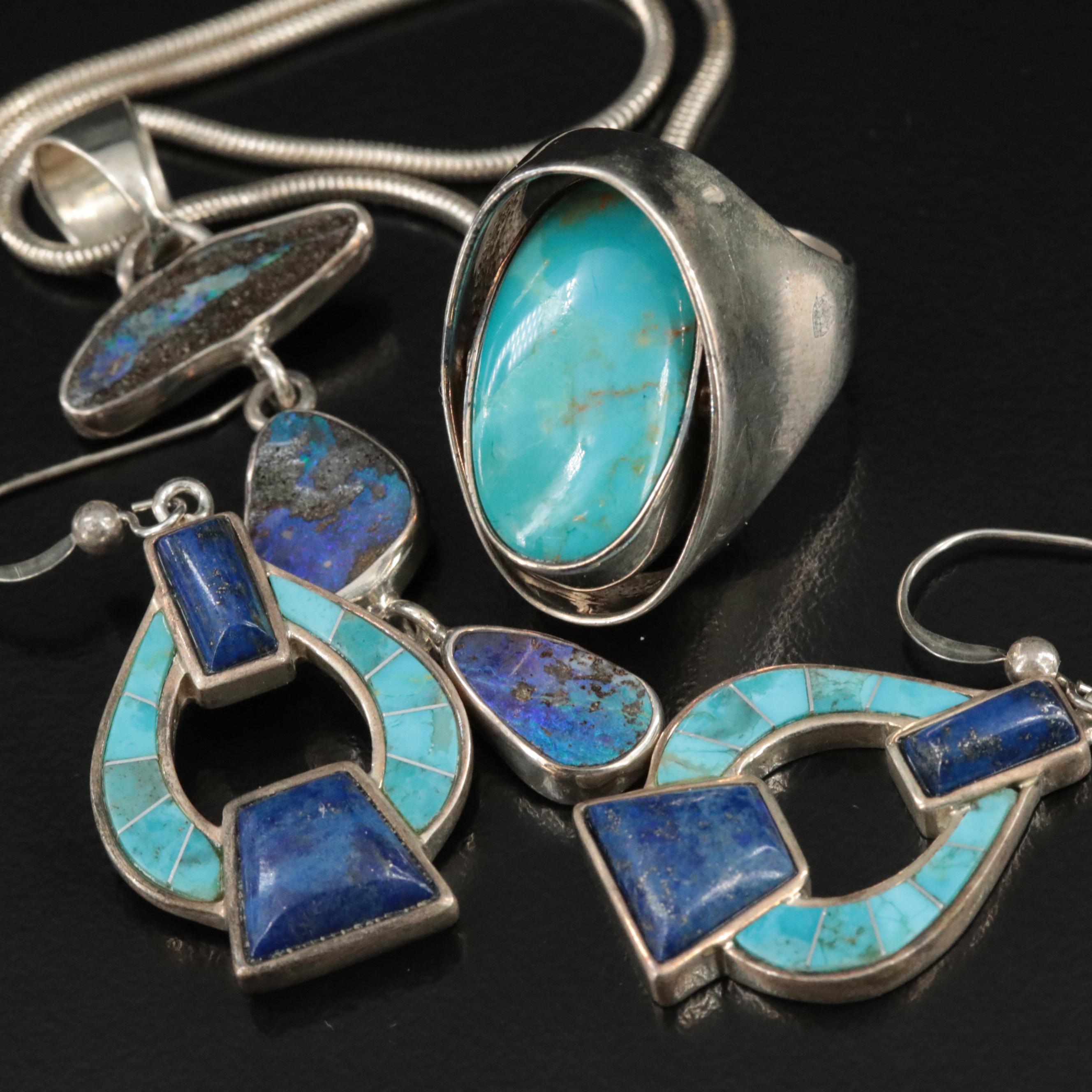 Sterling Boulder Opal and Turquoise Jewelry Featuring Desert Rose Trading