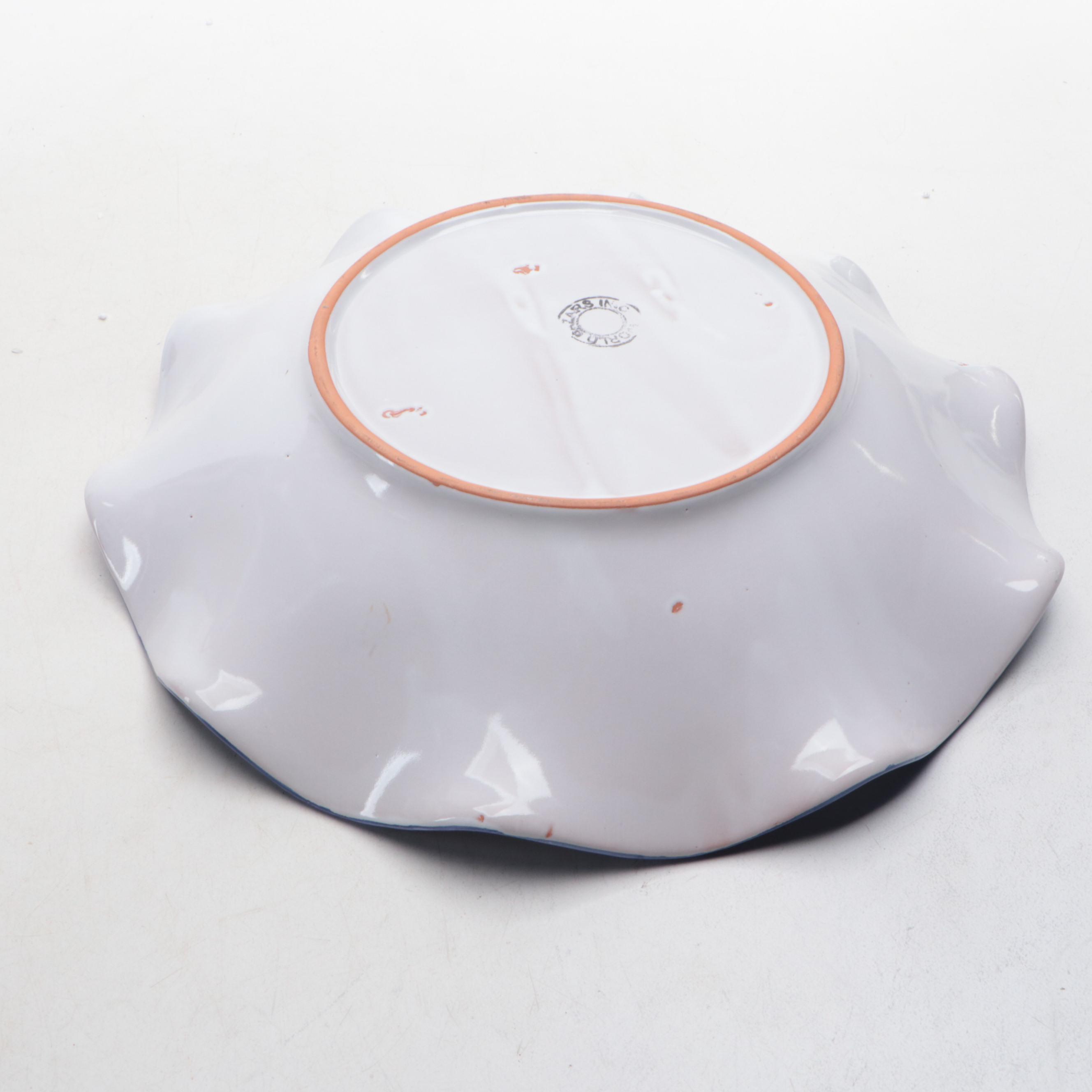 Grapevine Majolica Pitcher, Platter, and Covered Dish