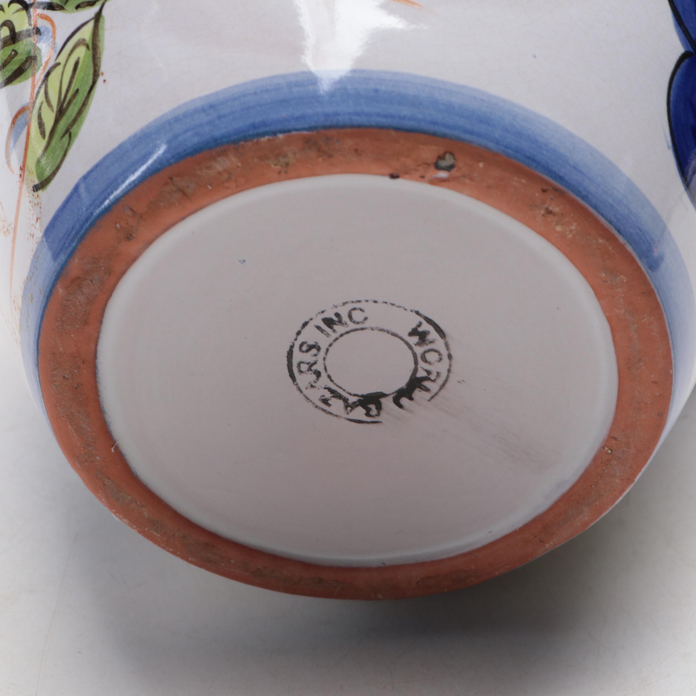 Grapevine Majolica Pitcher, Platter, and Covered Dish