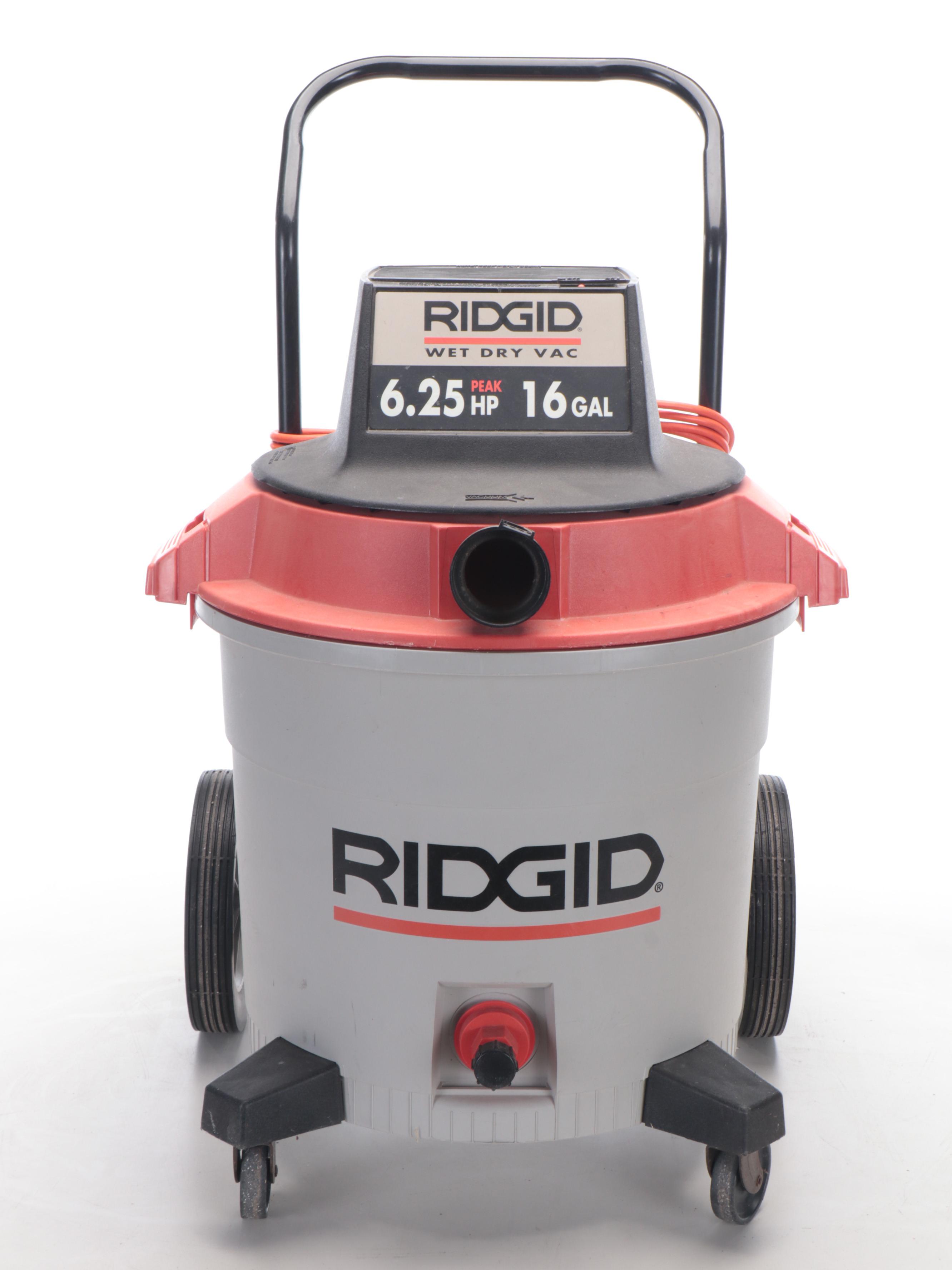 RIDGID Wet Dry Vac, Craftsman Hedge Trimmer, Cobalt Leaf Blower, and Chainsaw