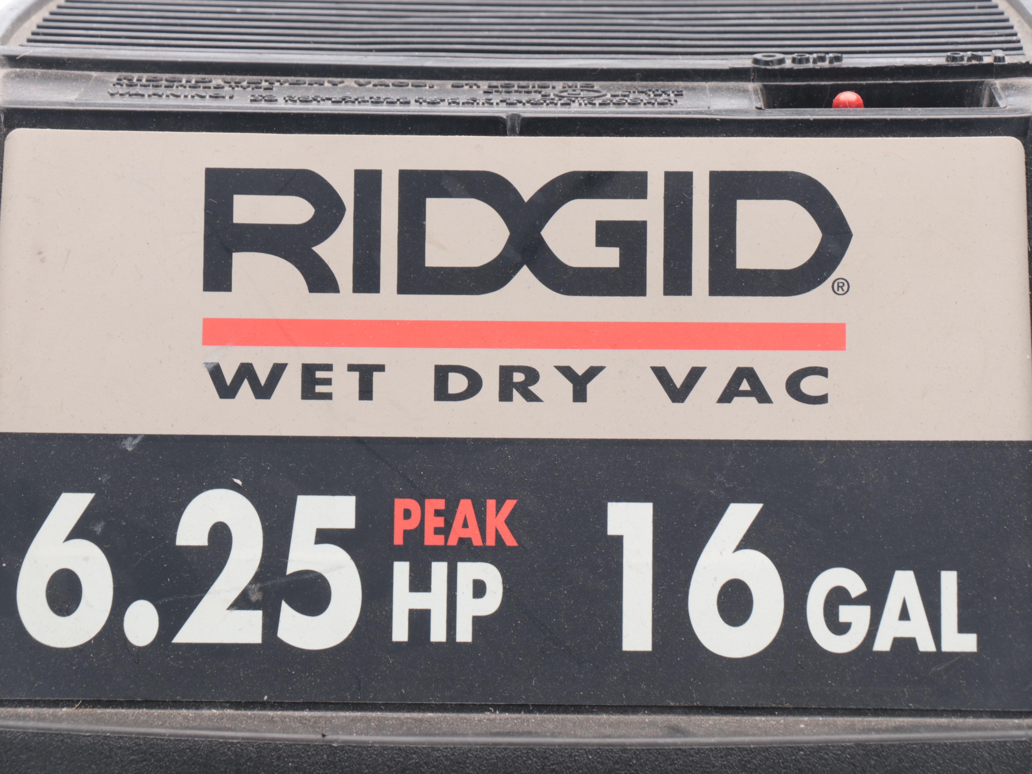 RIDGID Wet Dry Vac, Craftsman Hedge Trimmer, Cobalt Leaf Blower, and Chainsaw