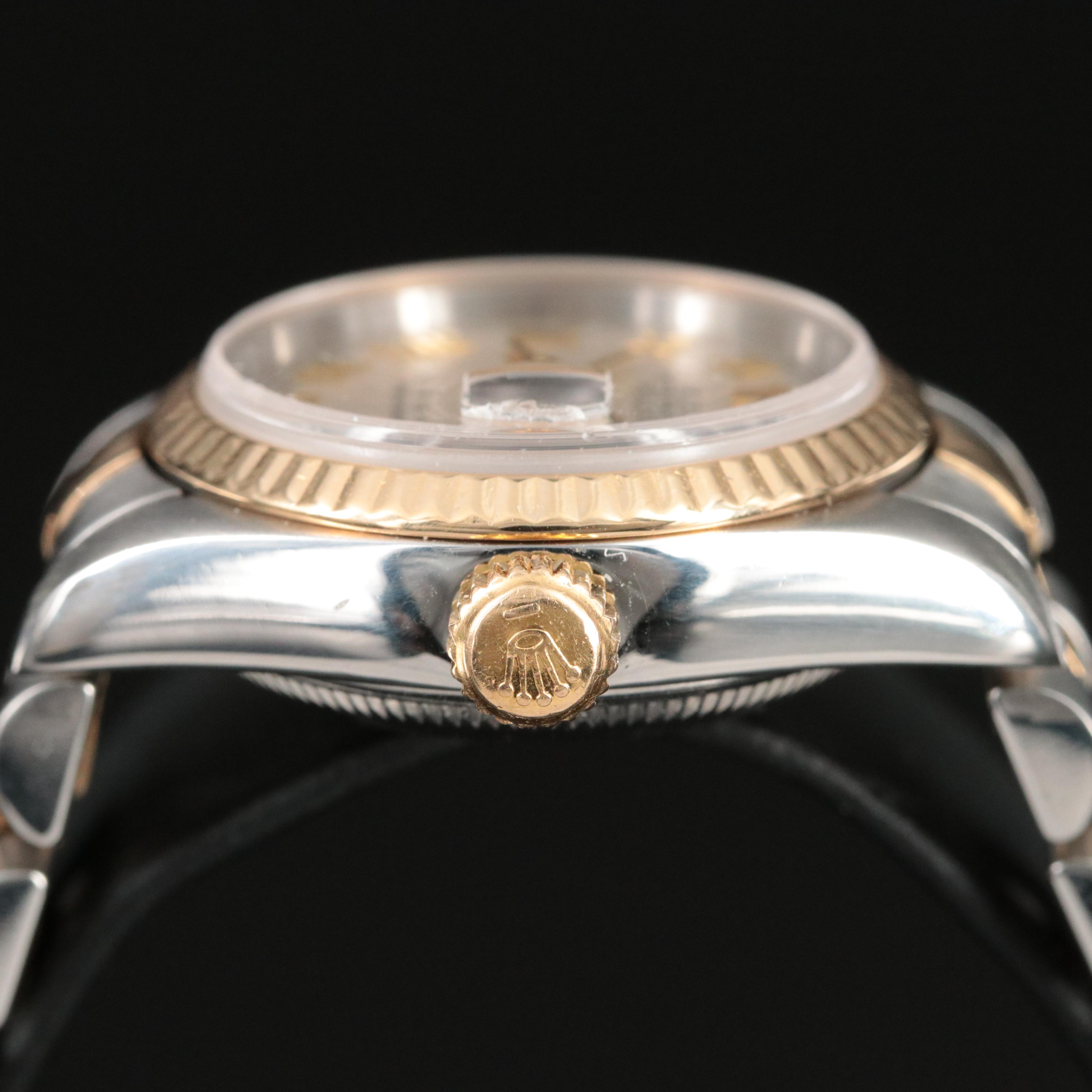 1998 Rolex Ivory Pyramid Roman Dial Datejust 69173 Watch