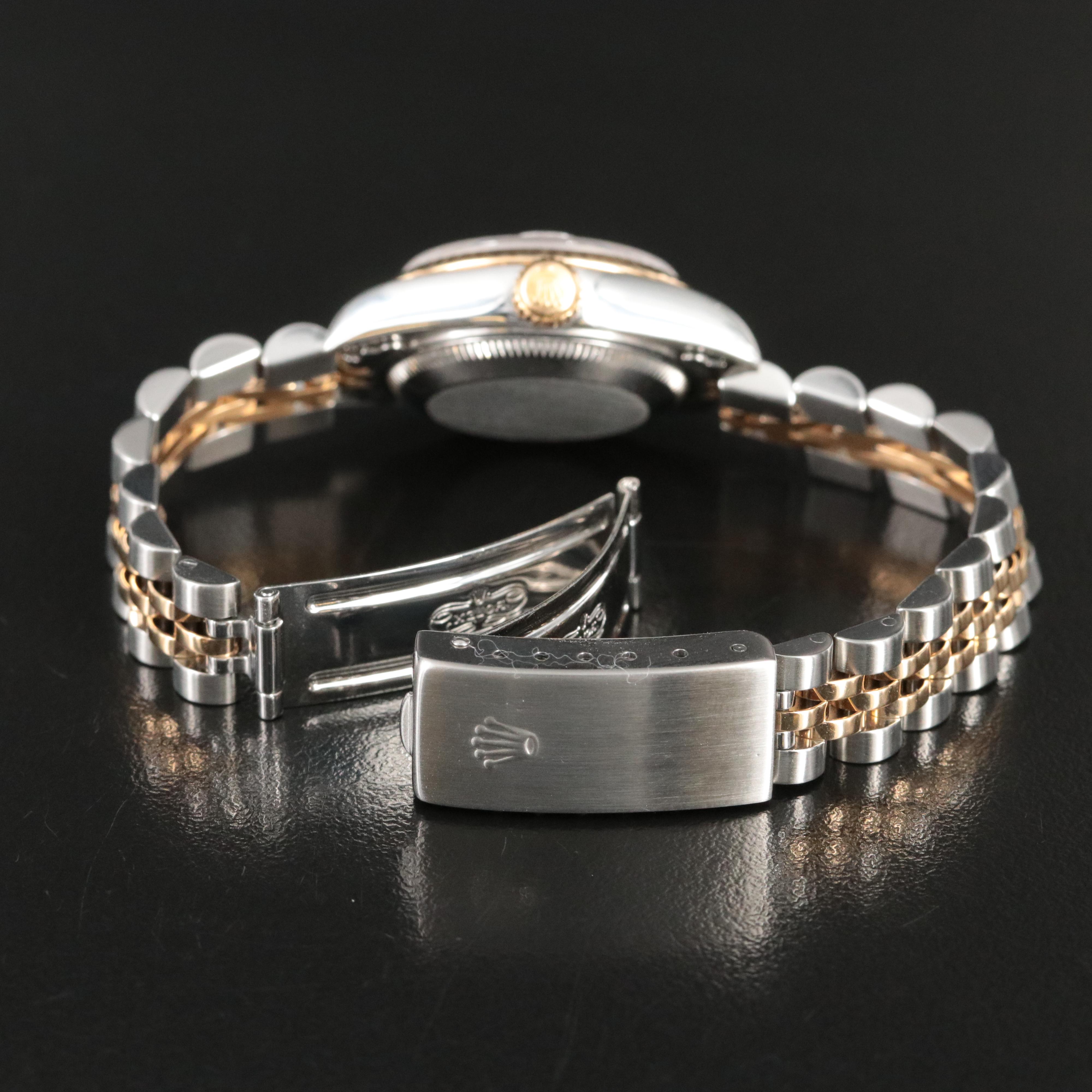 1998 Rolex Ivory Pyramid Roman Dial Datejust 69173 Watch