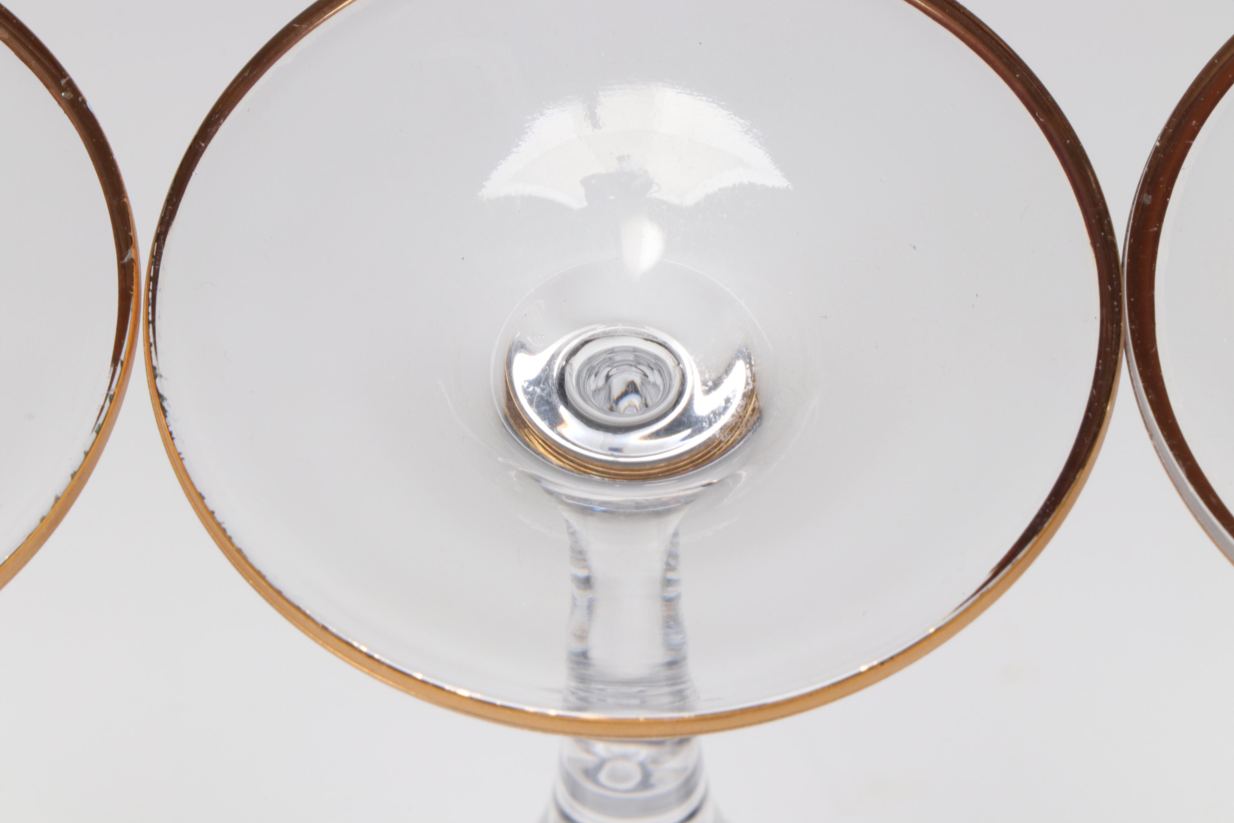 Bohemian Style Enameled and Frosted Glass Champagne Flutes