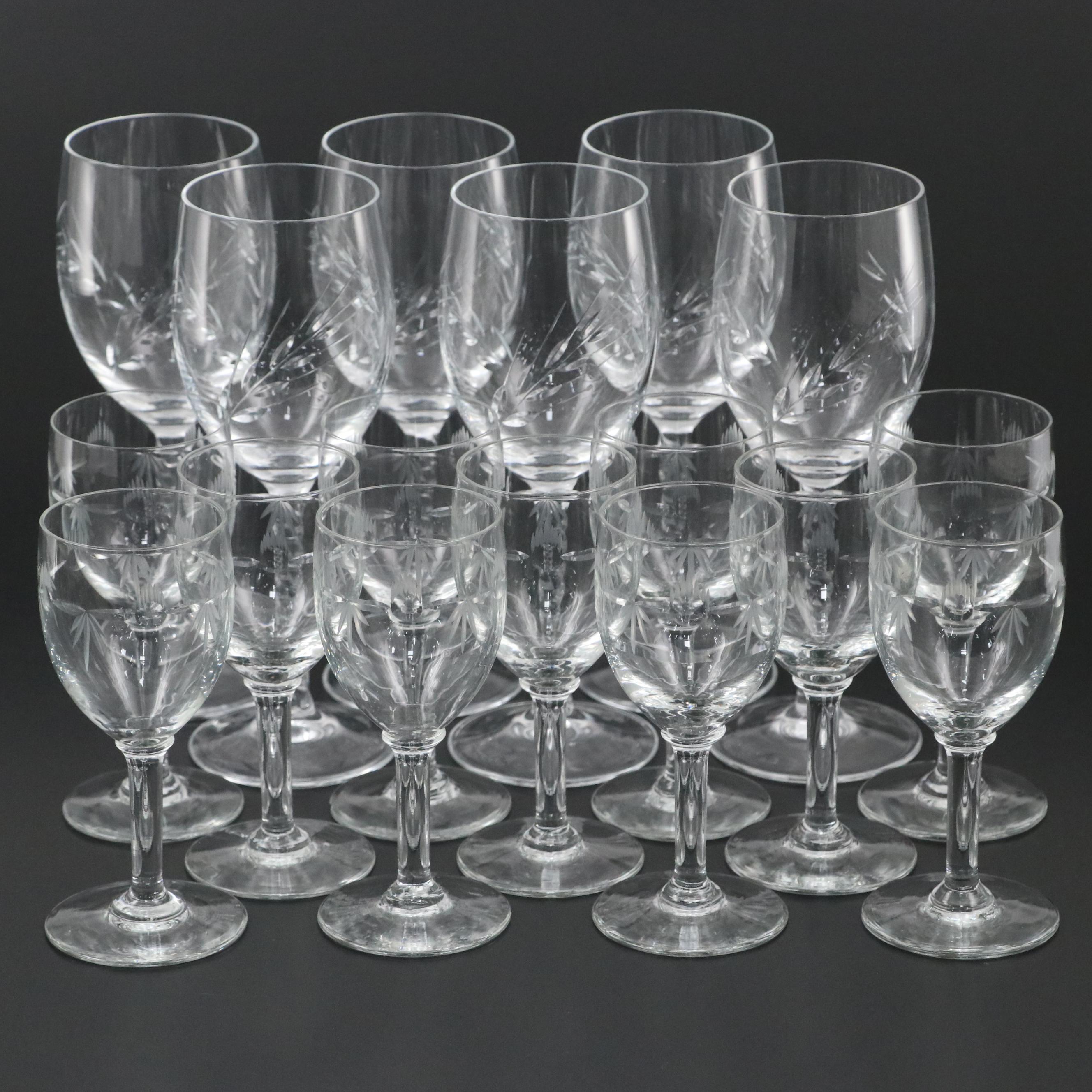 Cristal d'Arques-Durand "Fleury Taille Epi" Water Goblets and Other Stemware