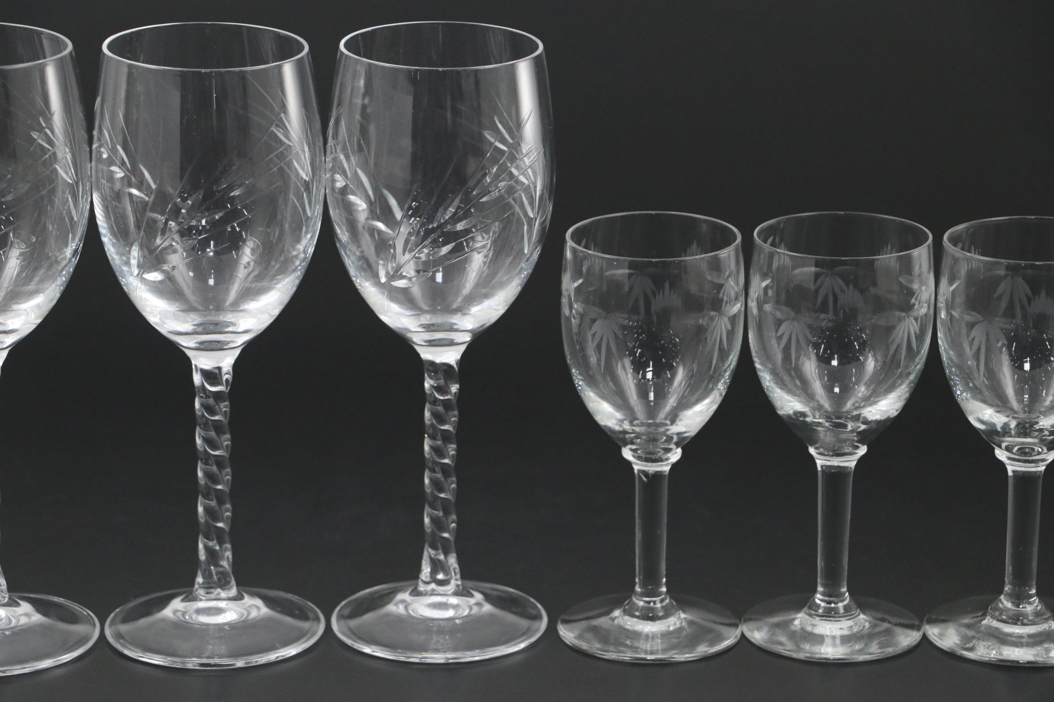 Cristal d'Arques-Durand "Fleury Taille Epi" Water Goblets and Other Stemware