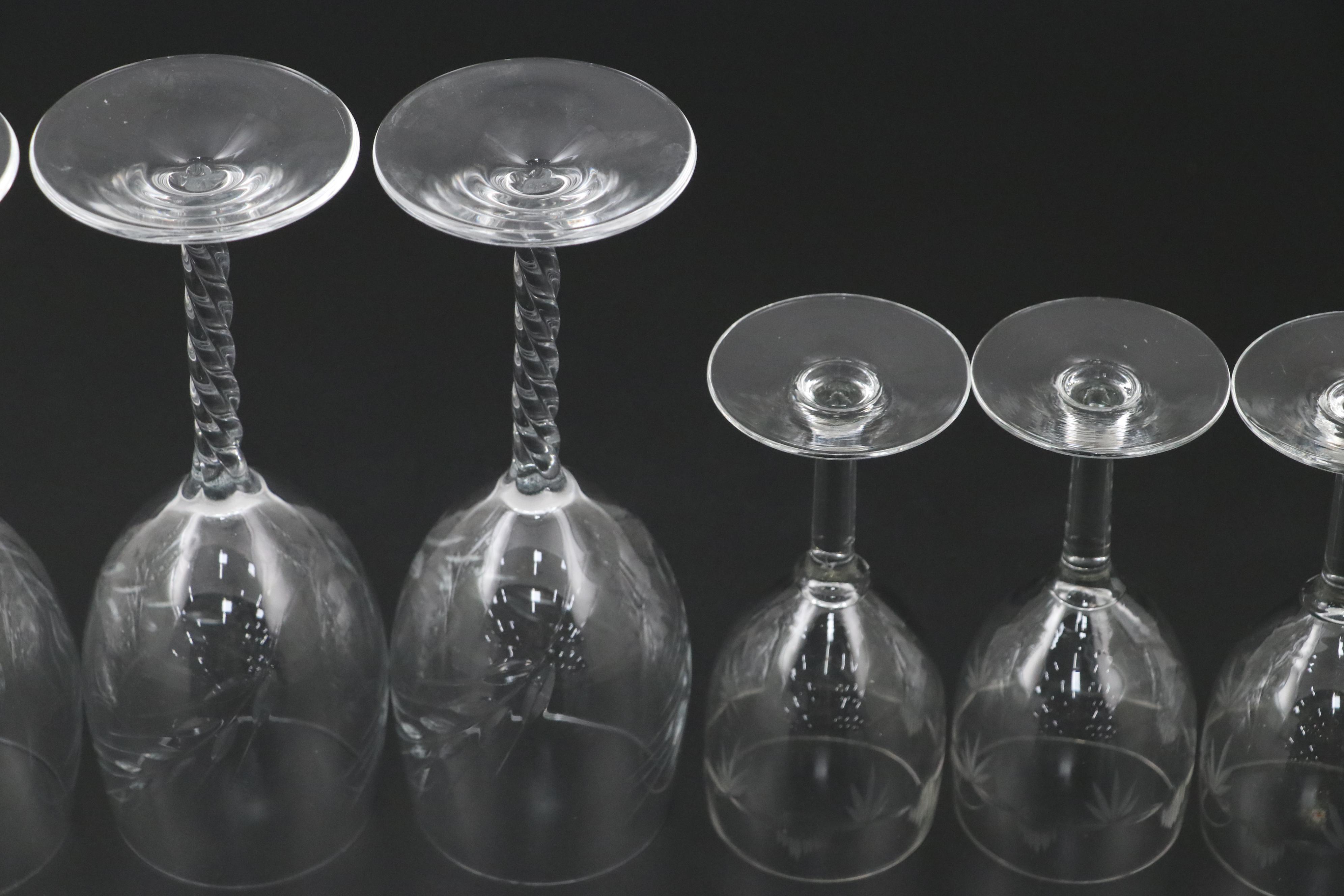 Cristal d'Arques-Durand "Fleury Taille Epi" Water Goblets and Other Stemware