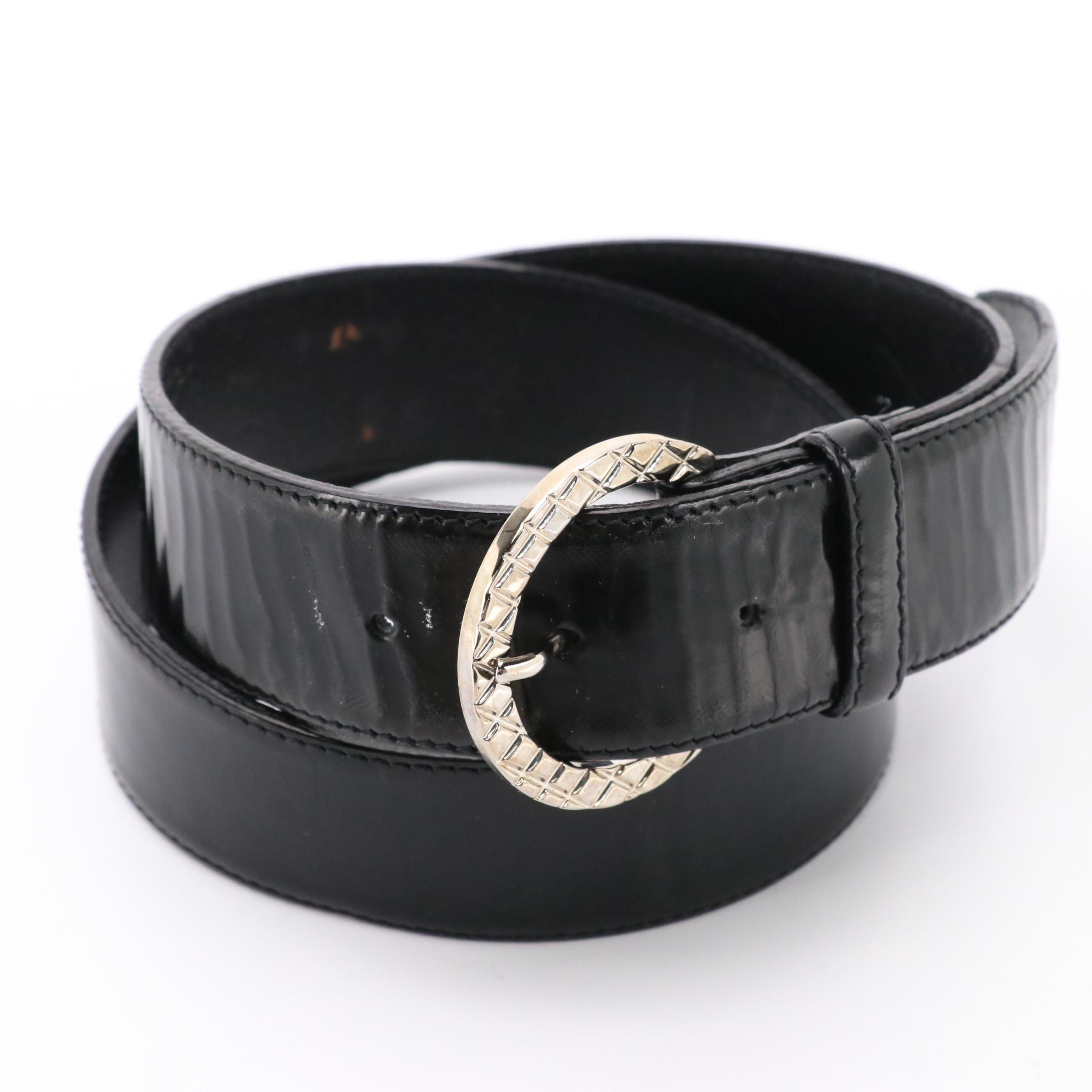 Gucci Vintage Brown Suede Belt and Bottega Veneta Black Leather Belts