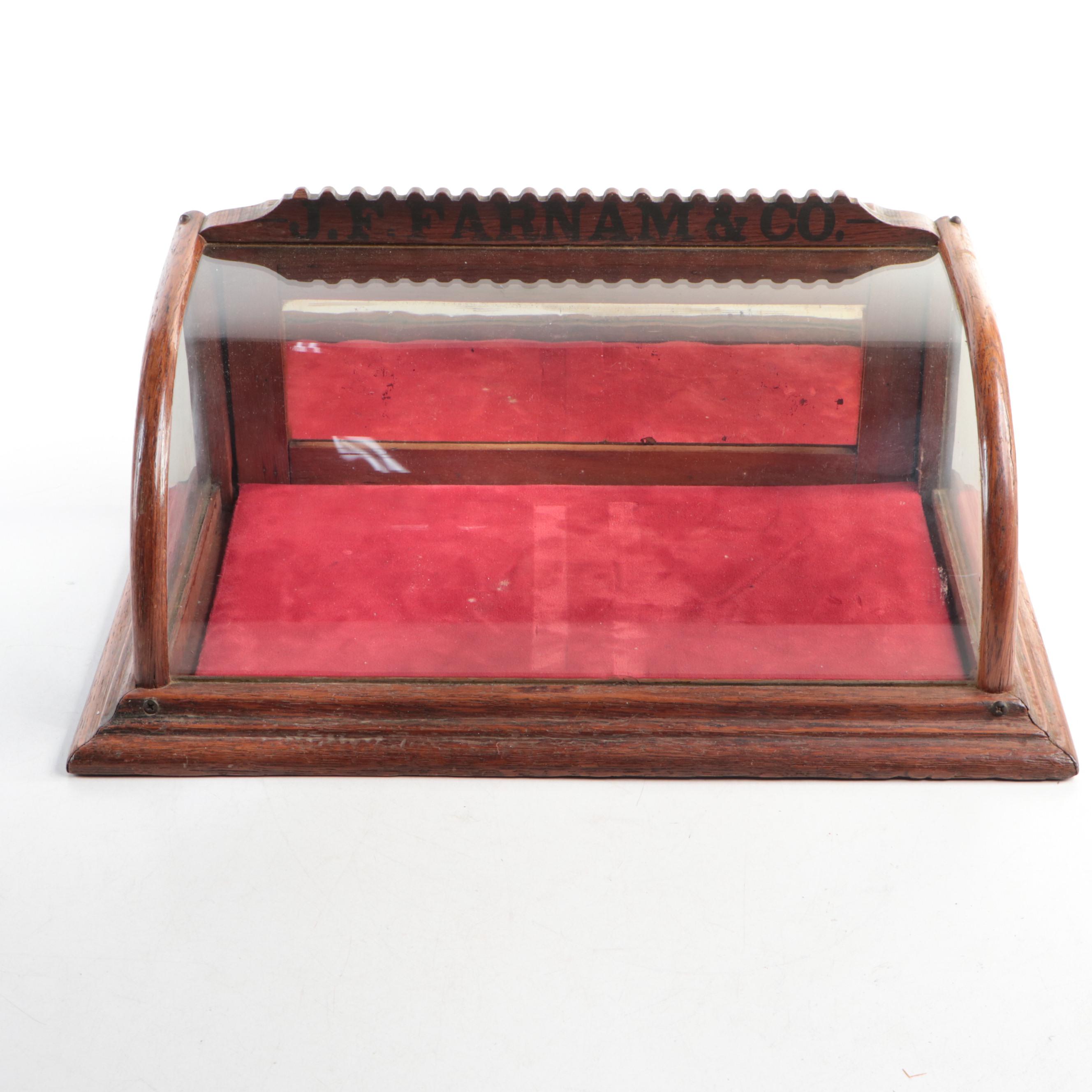 J. F. Farnam & Co. Oak and Glass Store Display Case, Early 20th Century