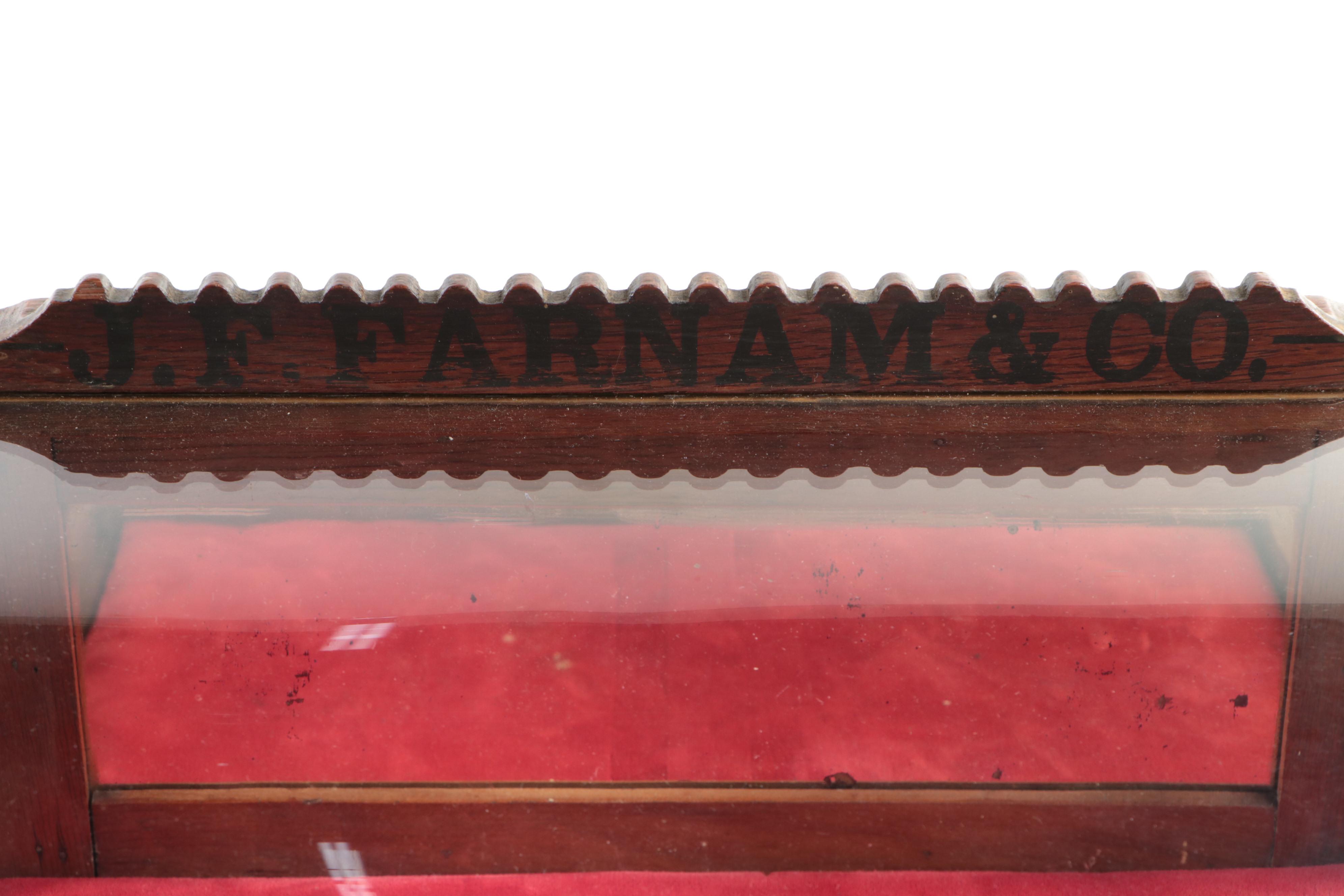 J. F. Farnam & Co. Oak and Glass Store Display Case, Early 20th Century