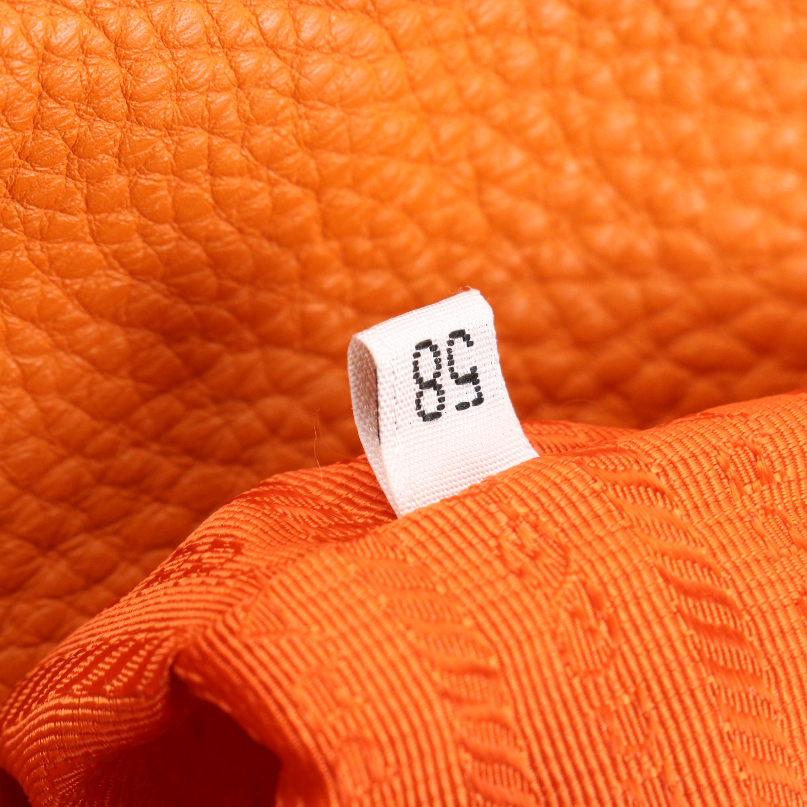 Prada Caramel Brown and Orange Leather Buckle-Trimmed Shoulder Satchel