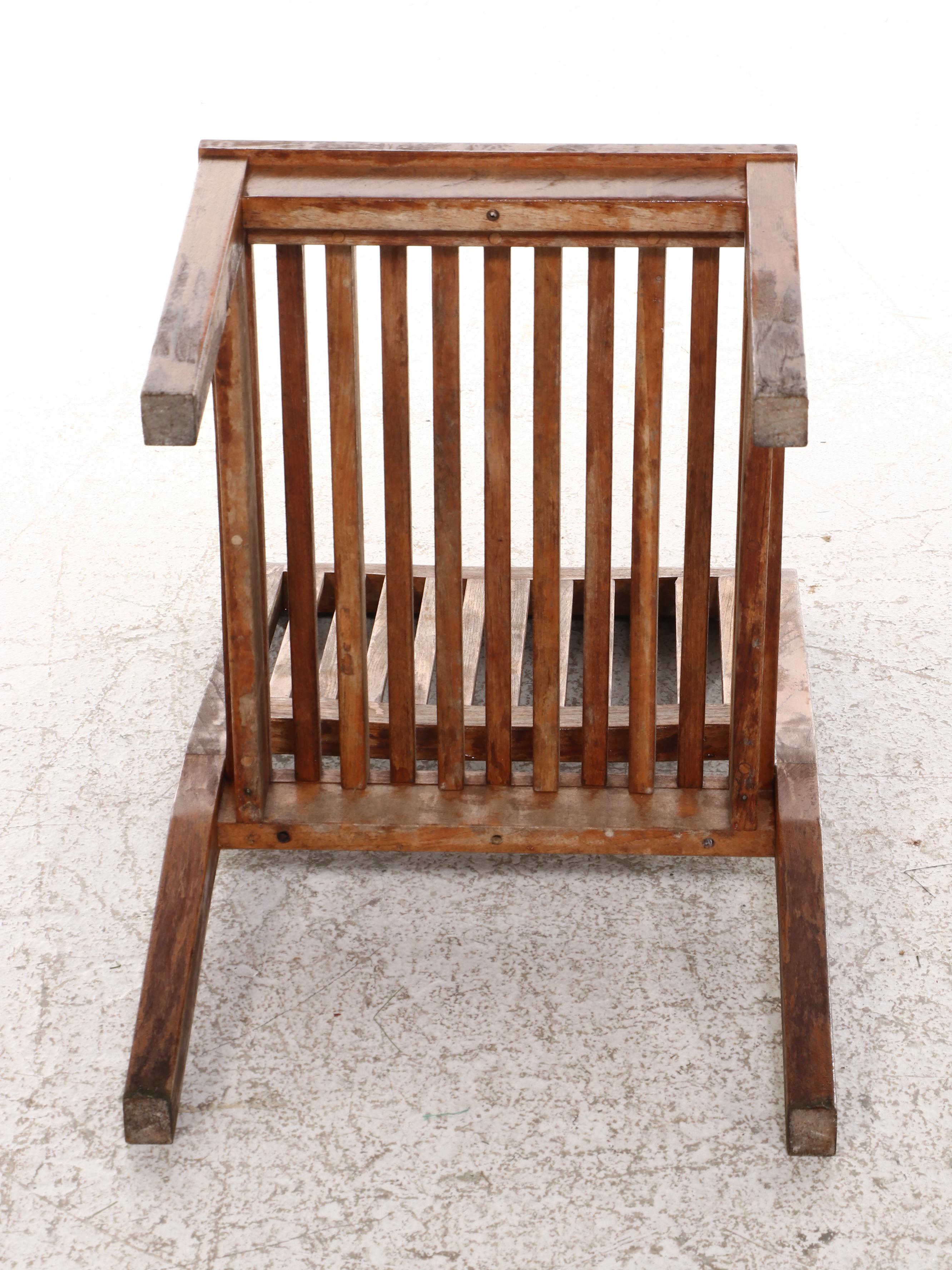 Frontgate Seven-Piece Teak Patio Dining Set with Umbrella and Sunbrella Cushions