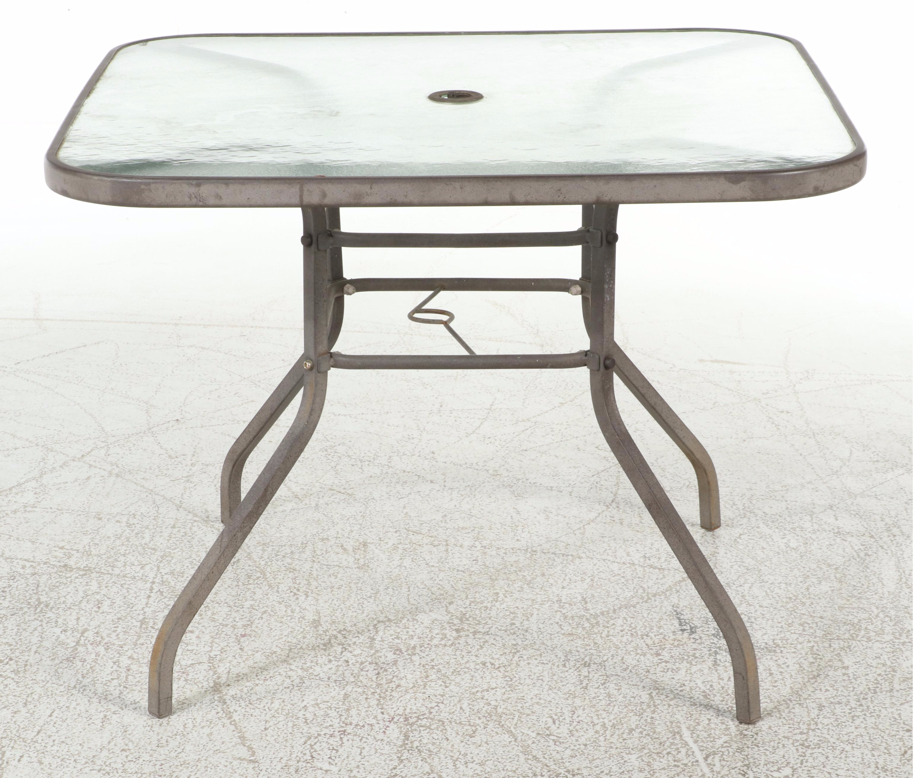 Metal and Glass Top Patio Table