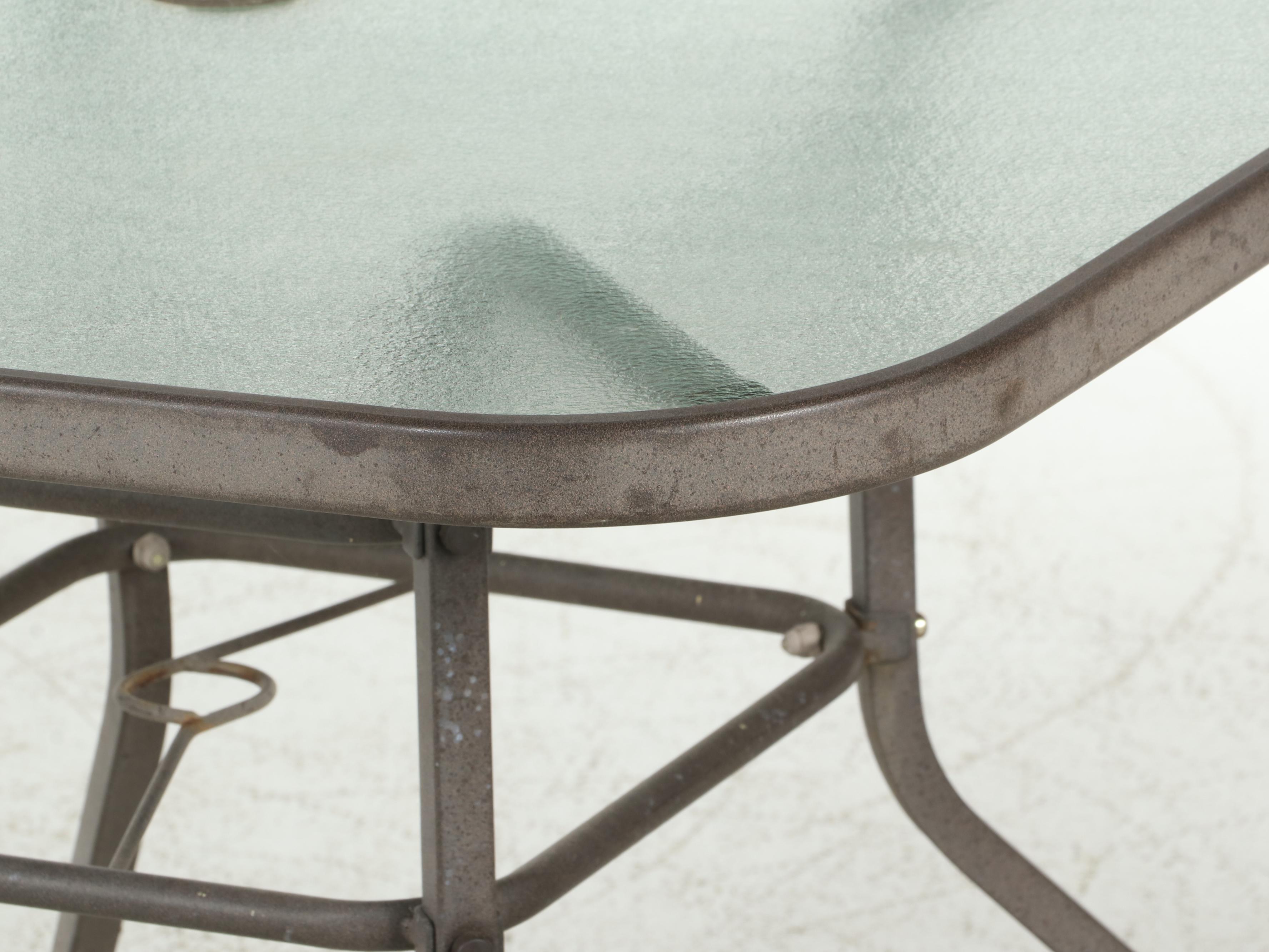 Metal and Glass Top Patio Table