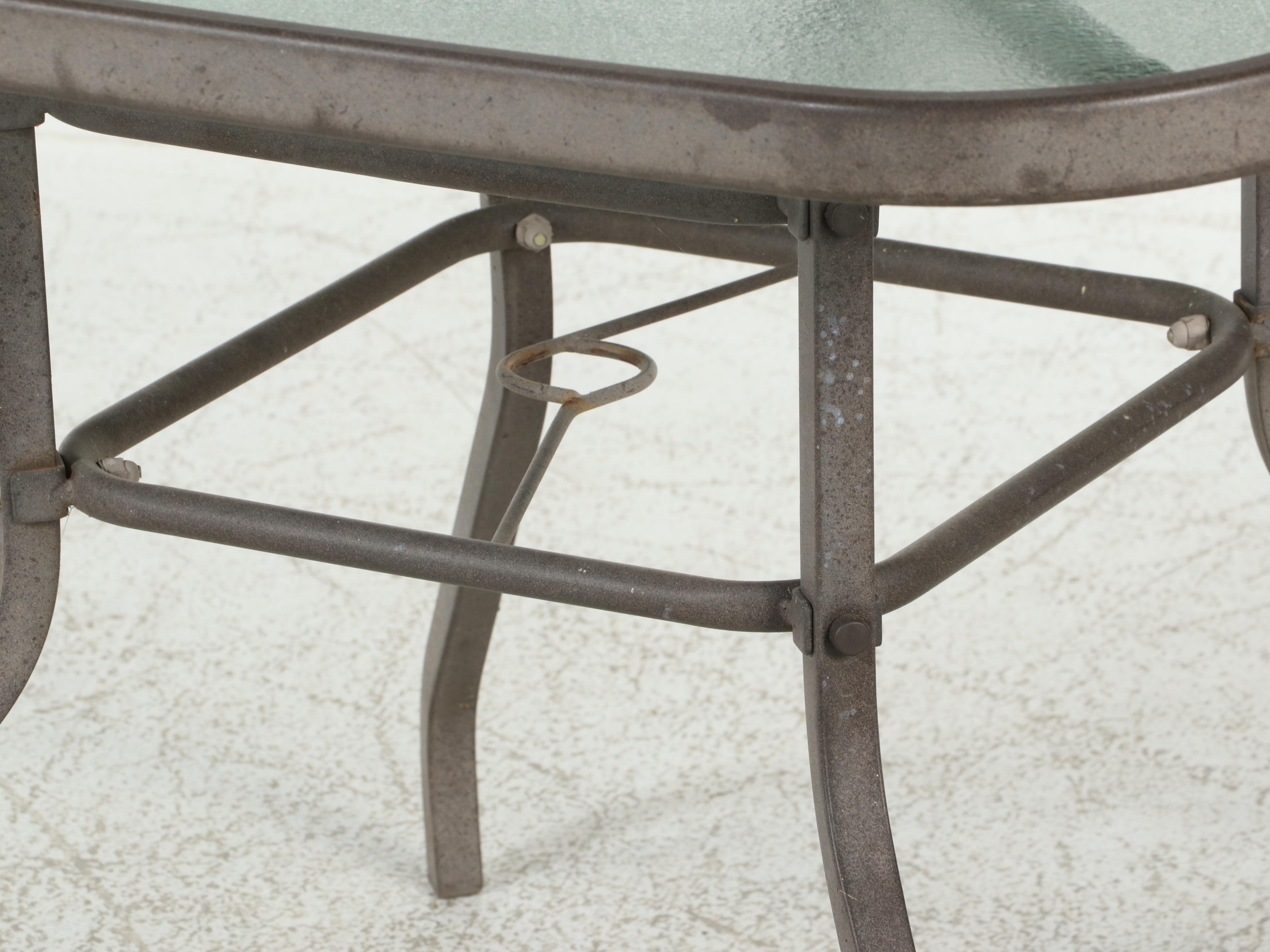 Metal and Glass Top Patio Table