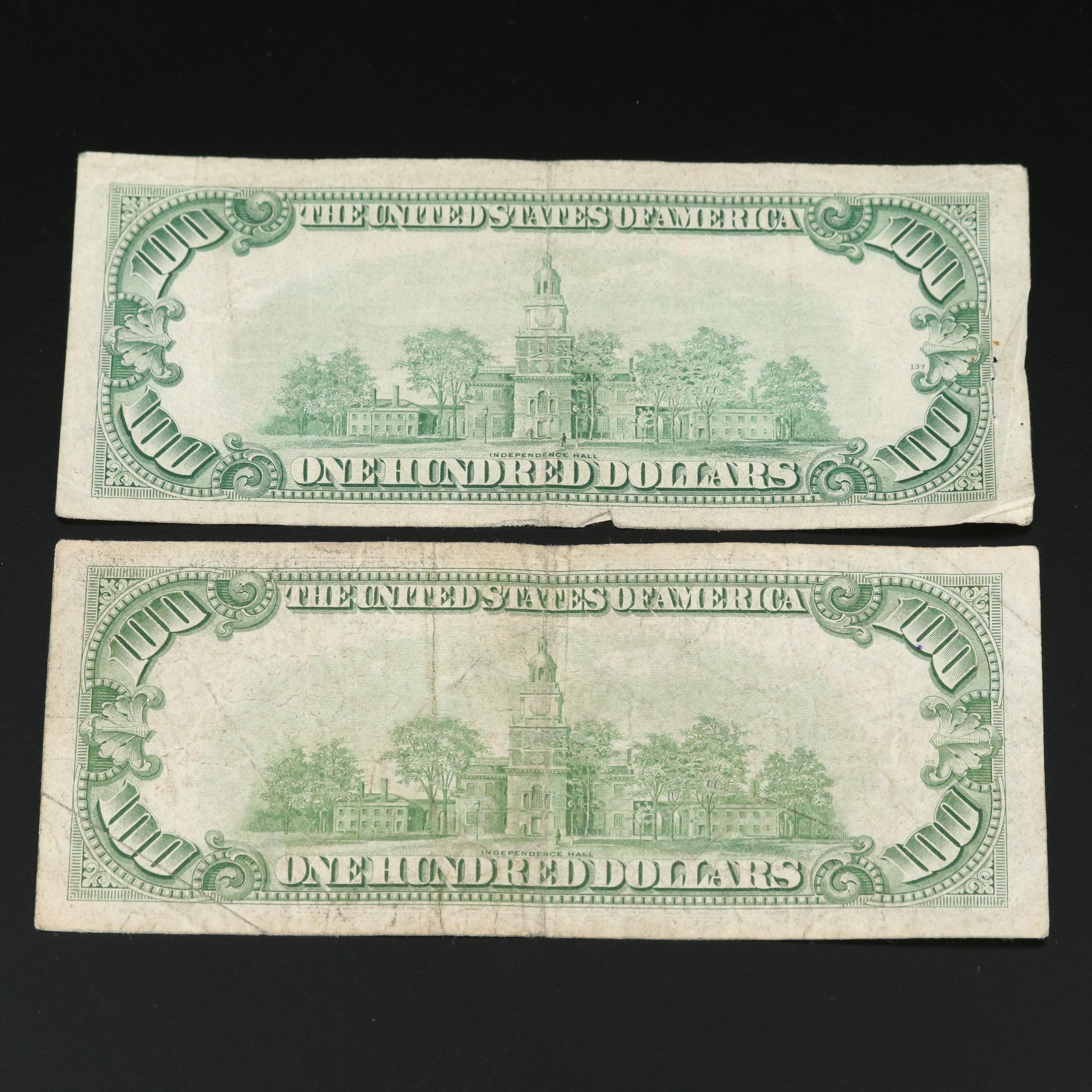 Five Vintage $100 Federal Reserve Notes and a Vintage $20 Federal Reserve Note