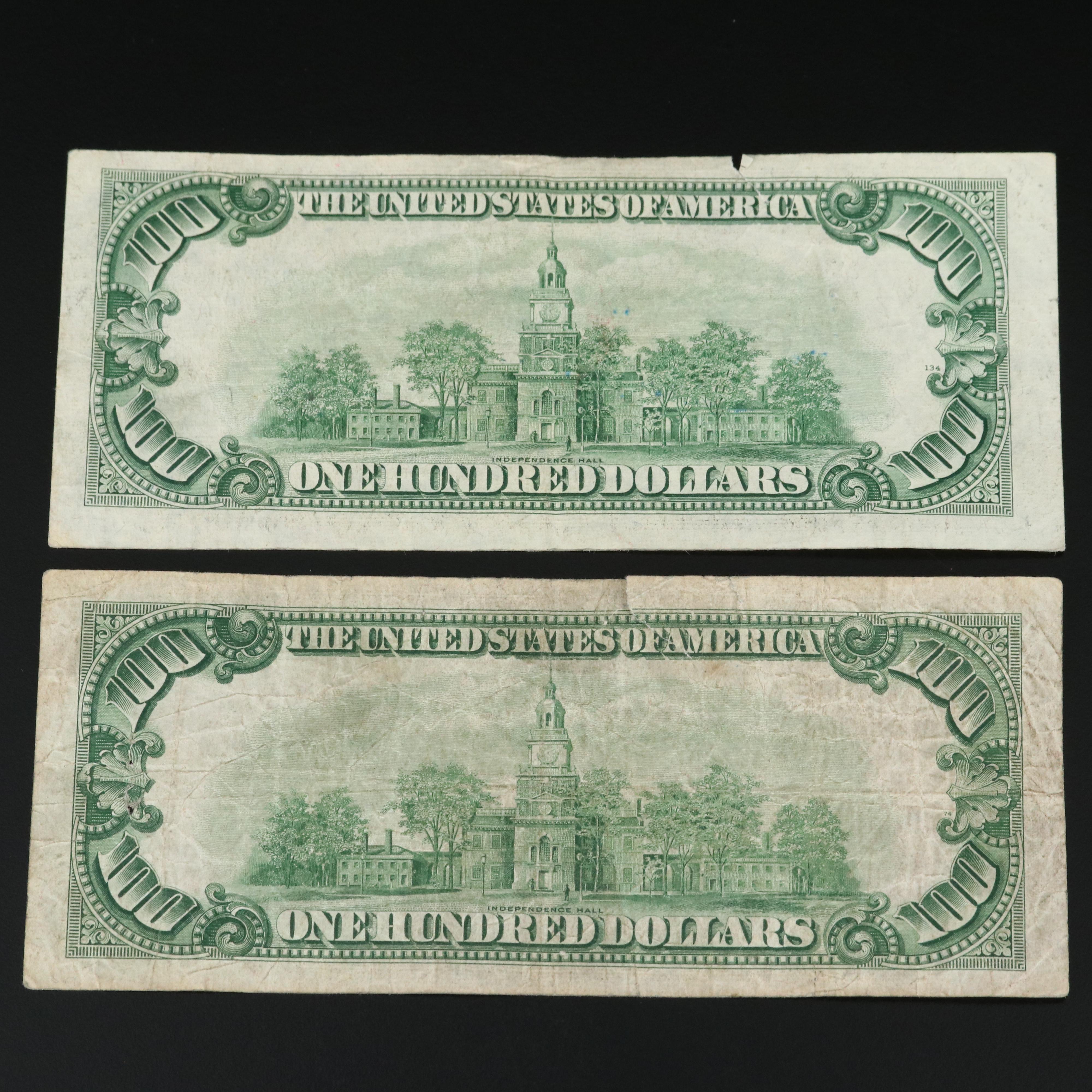 Five Vintage $100 Federal Reserve Notes and a Vintage $20 Federal Reserve Note