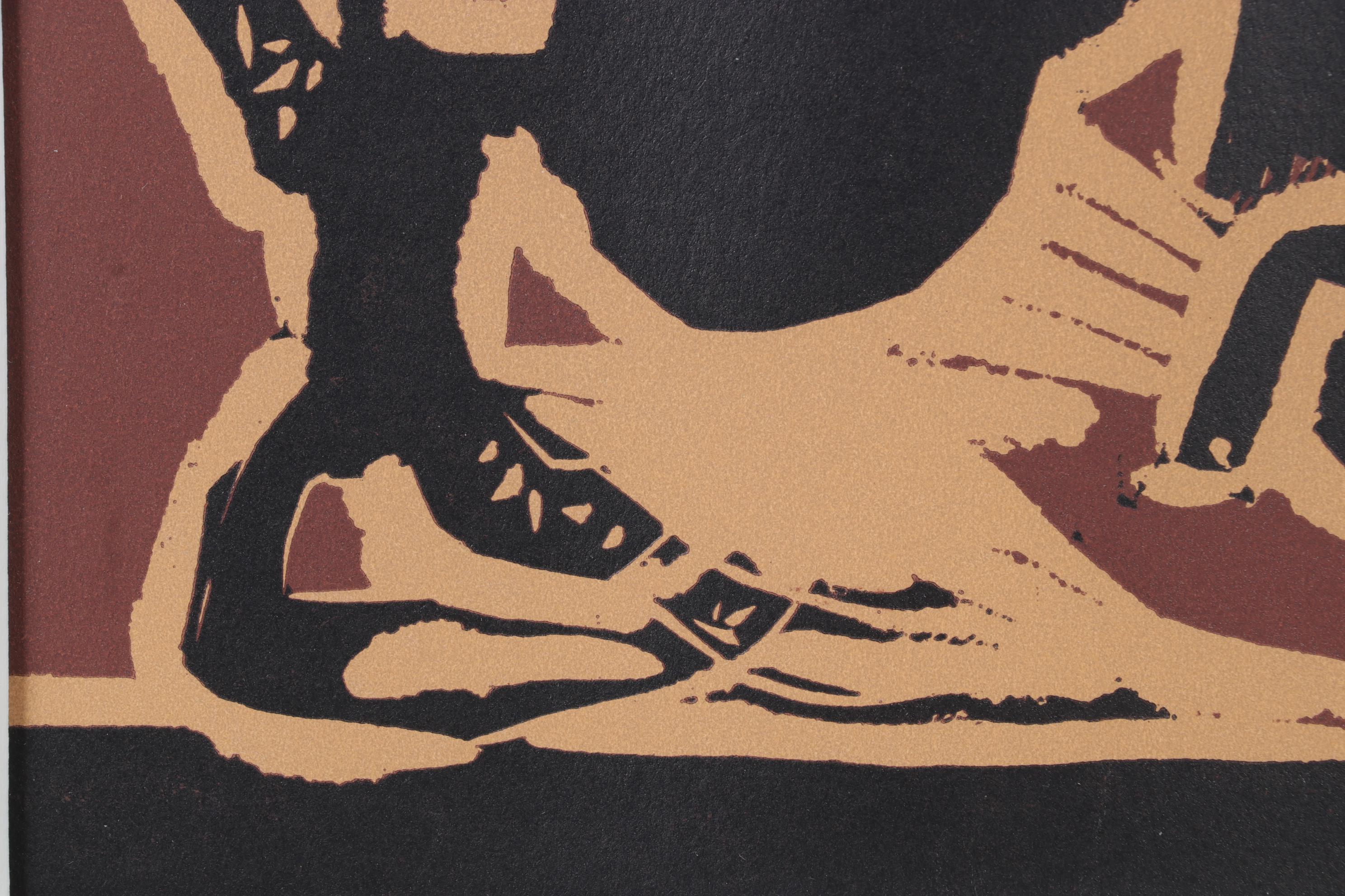 Pablo Picasso Linoleum Cut "Bull Charging a Capa," 1962